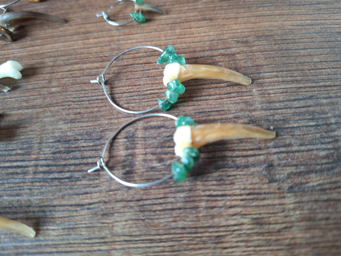 Badger claw amulet earrings