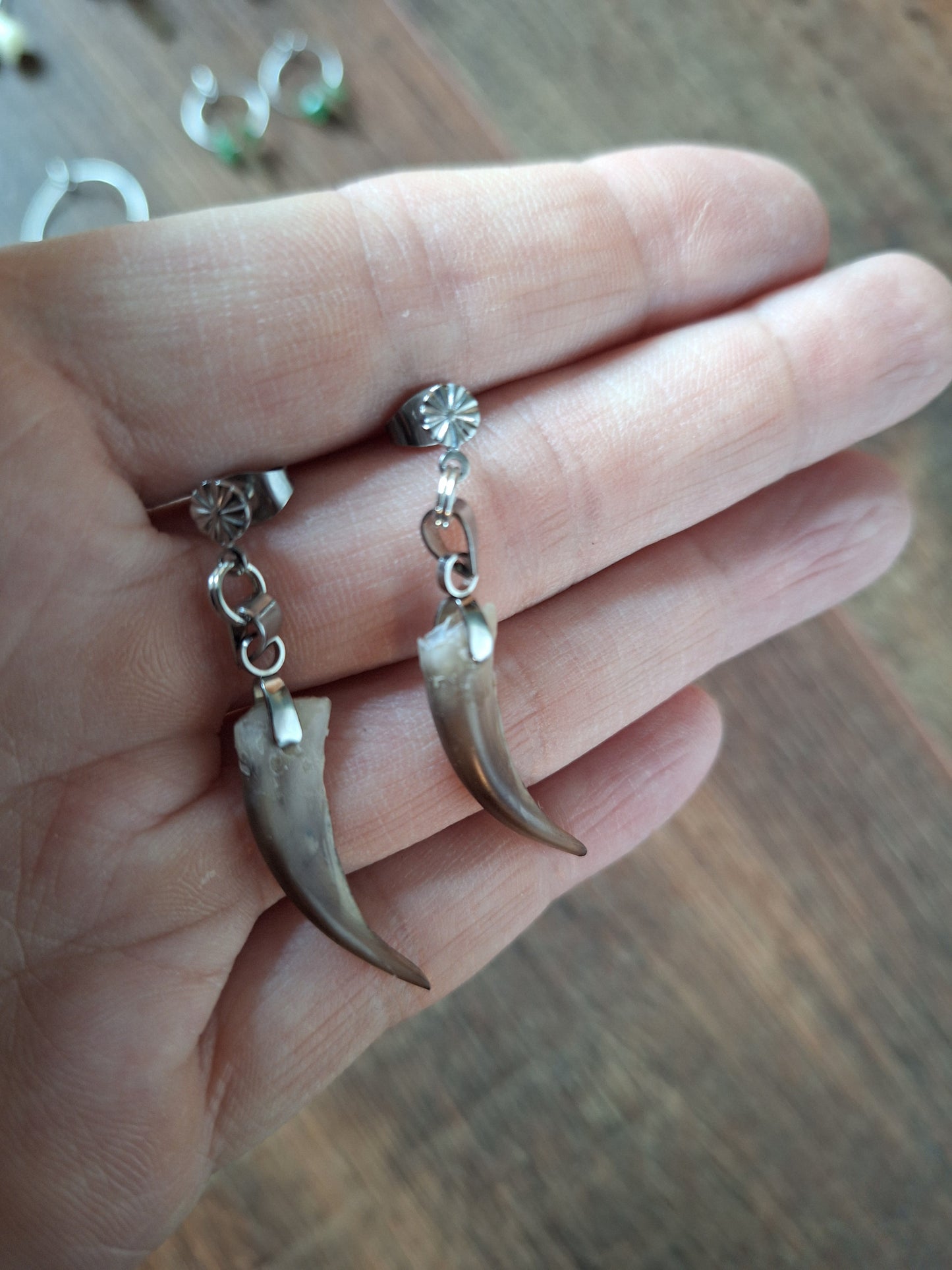 Badger claw amulet earrings