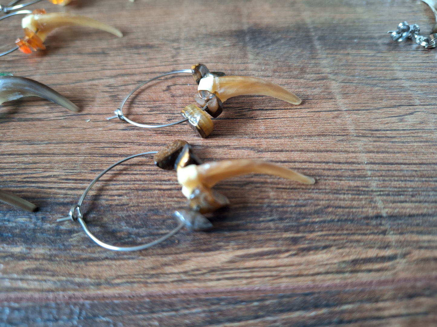 Badger claw amulet earrings