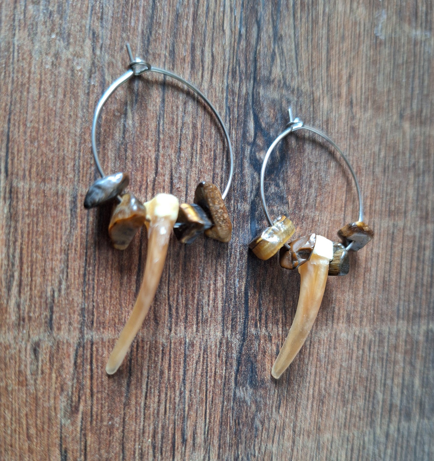 Badger claw amulet earrings
