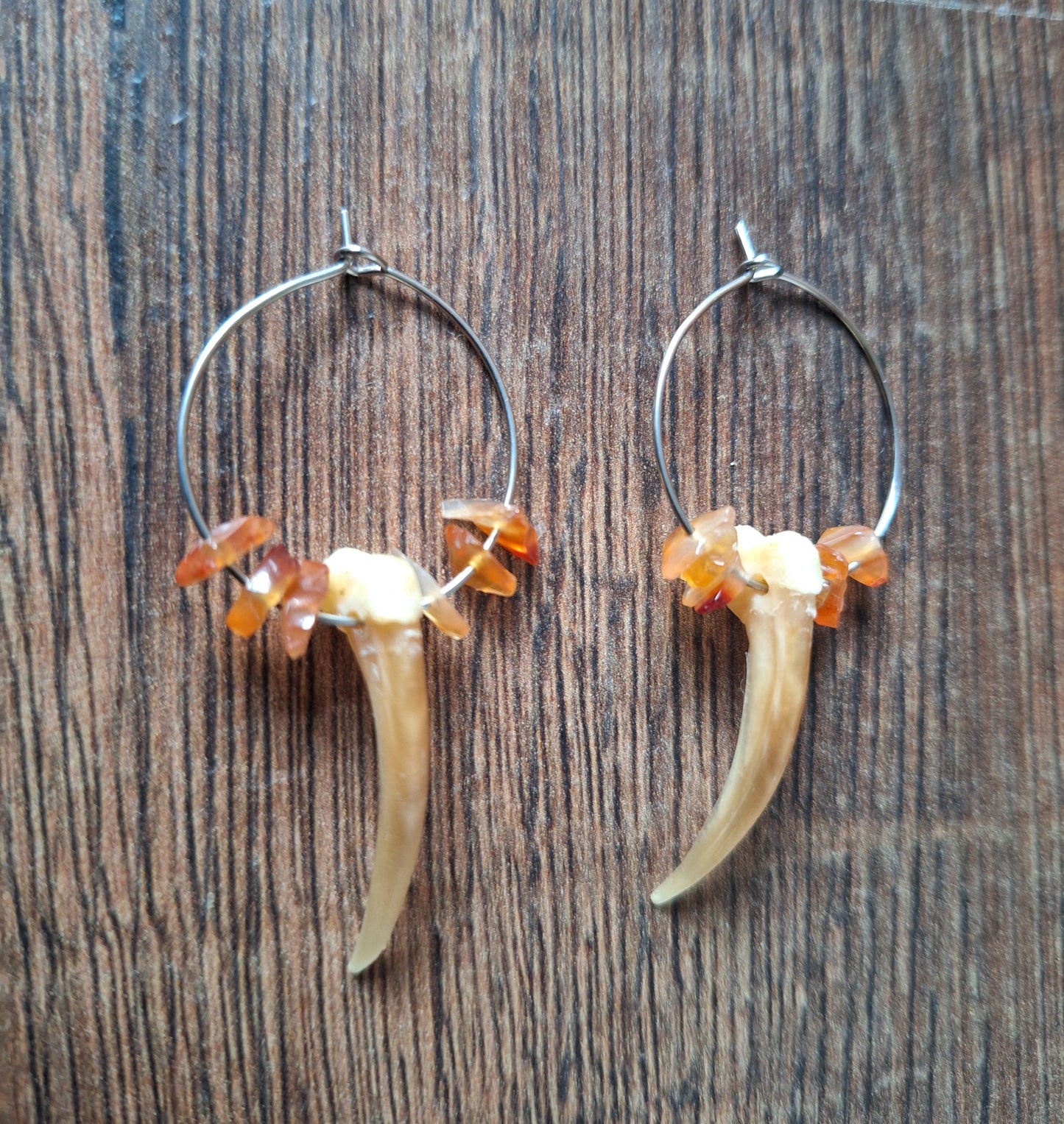 Badger claw amulet earrings