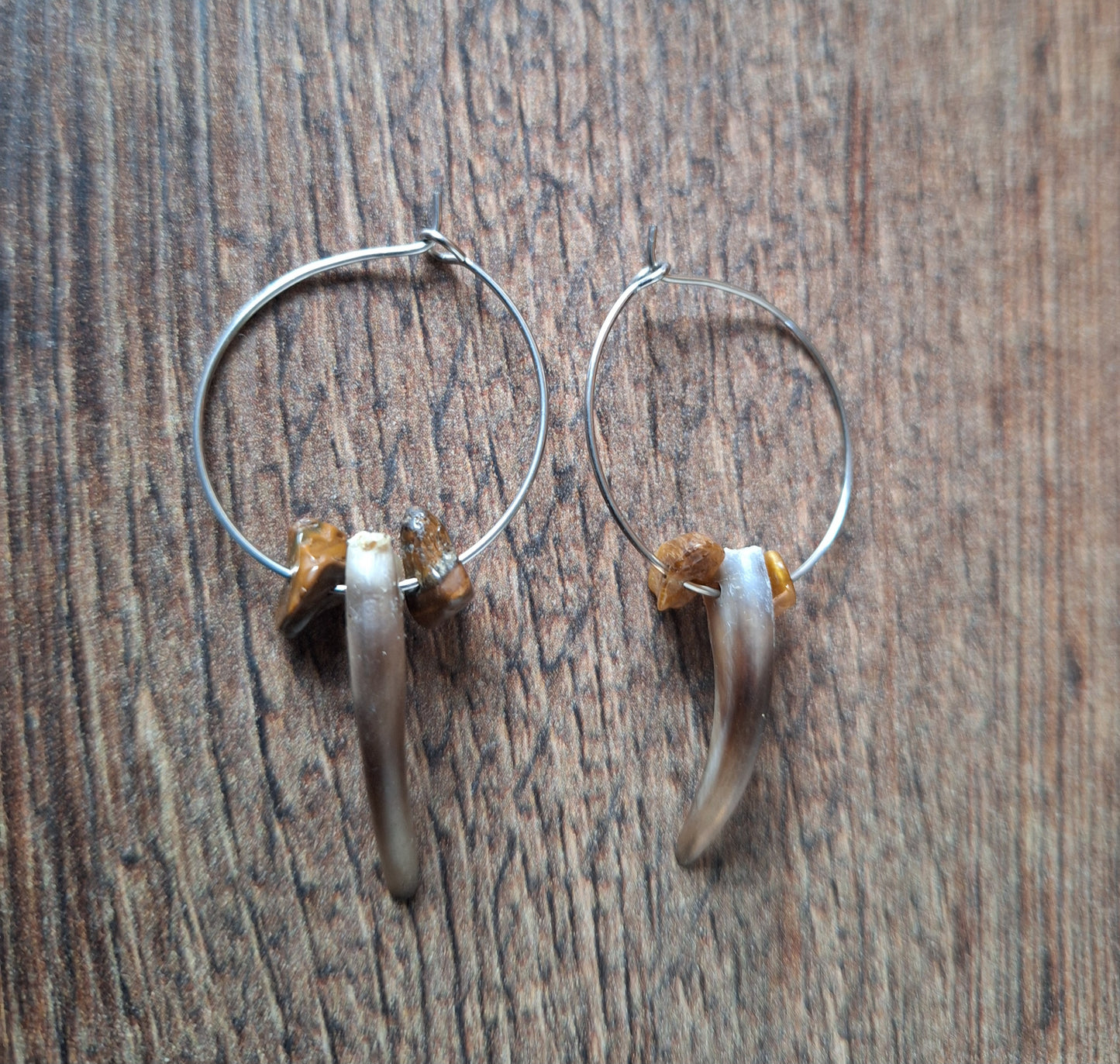 Badger claw amulet earrings