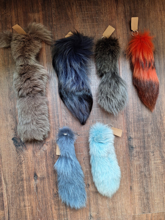 Colorful painted fox tails