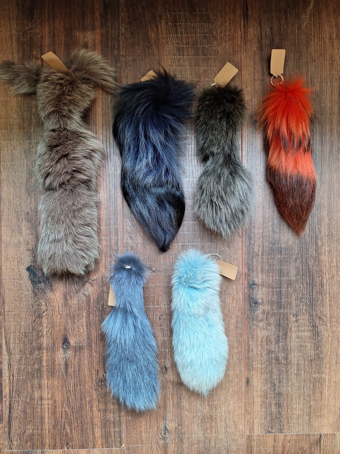 Colorful painted fox tails