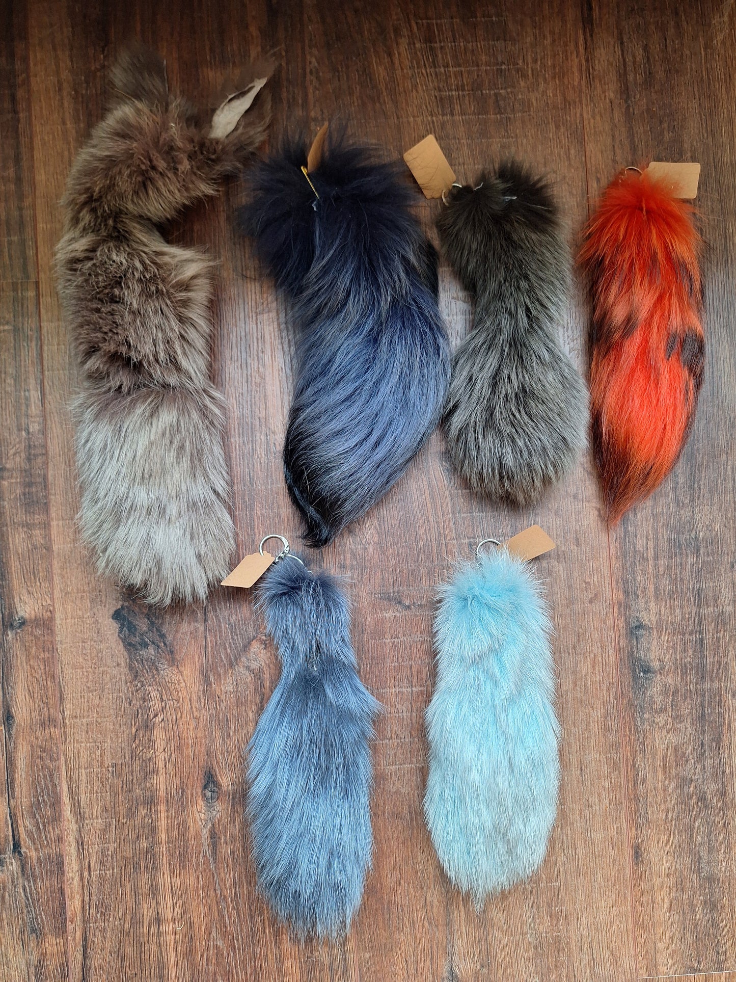 Colorful painted fox tails