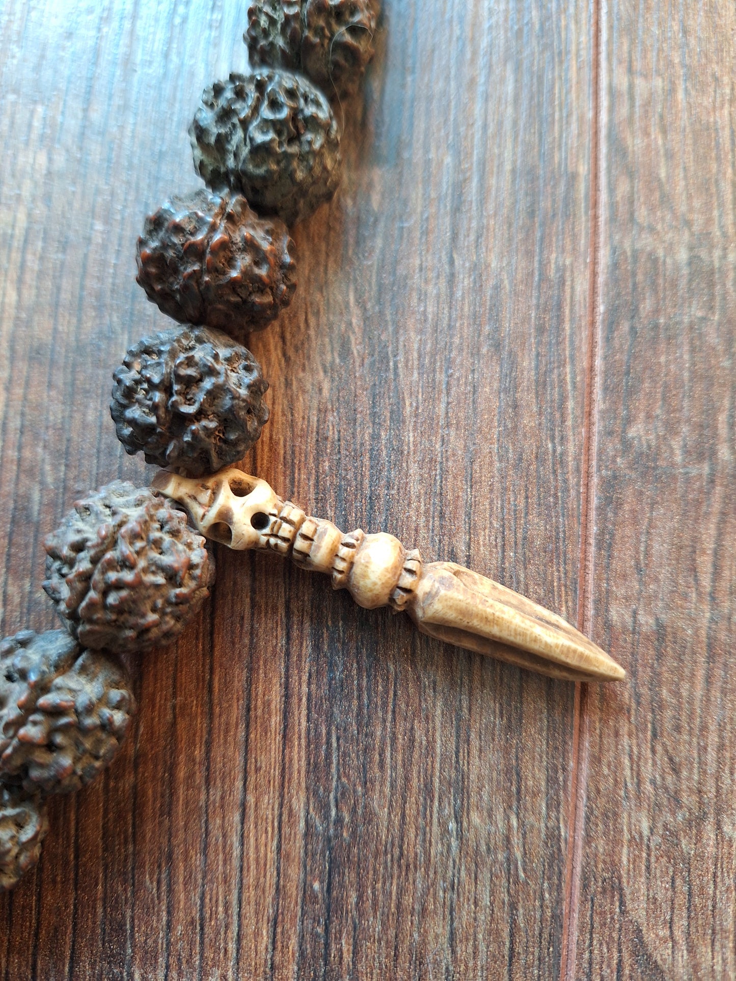 Old Nepalese shamanic rudraksha necklace #17