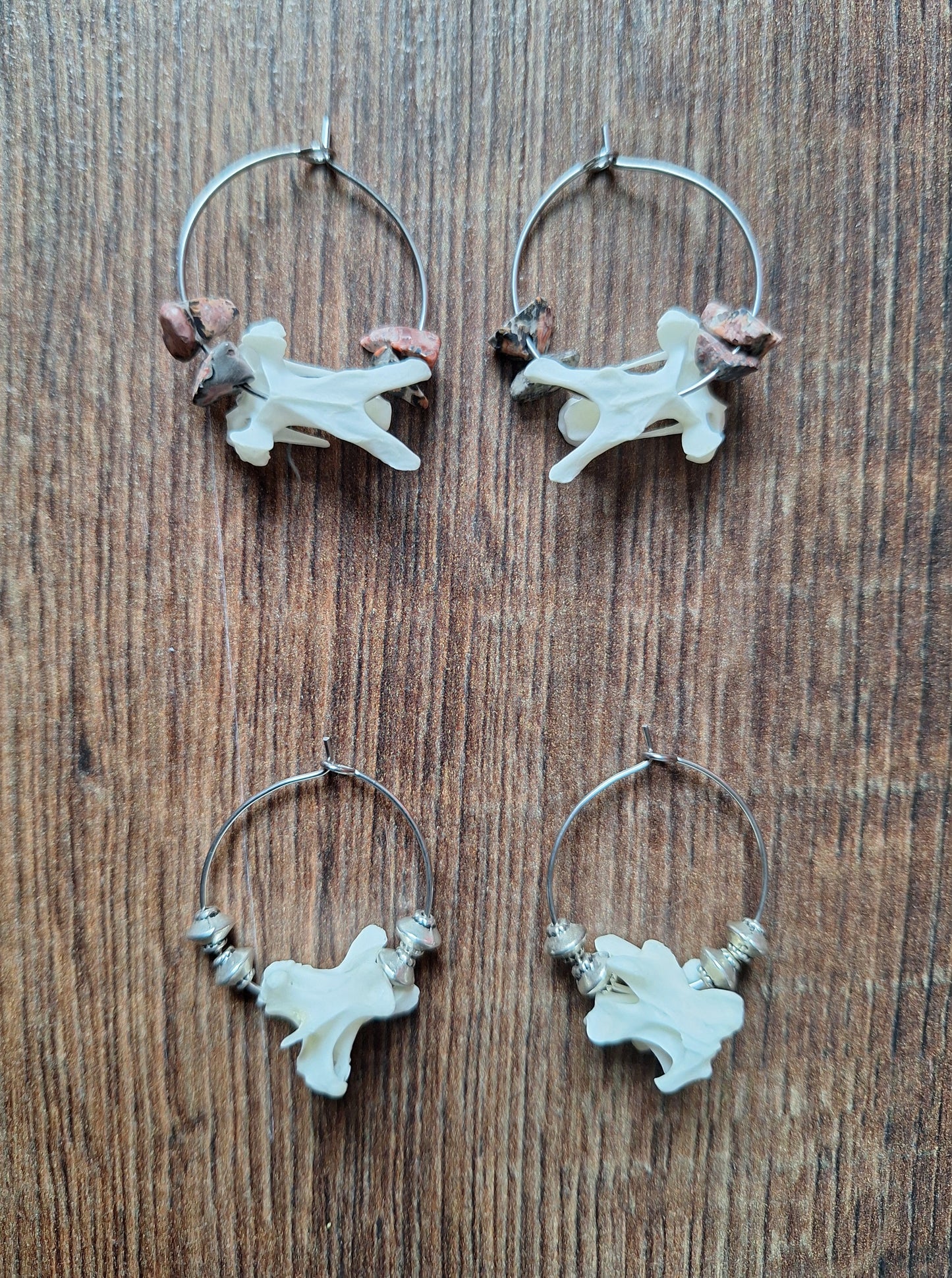 Duck vertebrae amulet earrings