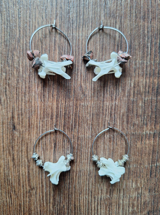 Duck vertebrae amulet earrings