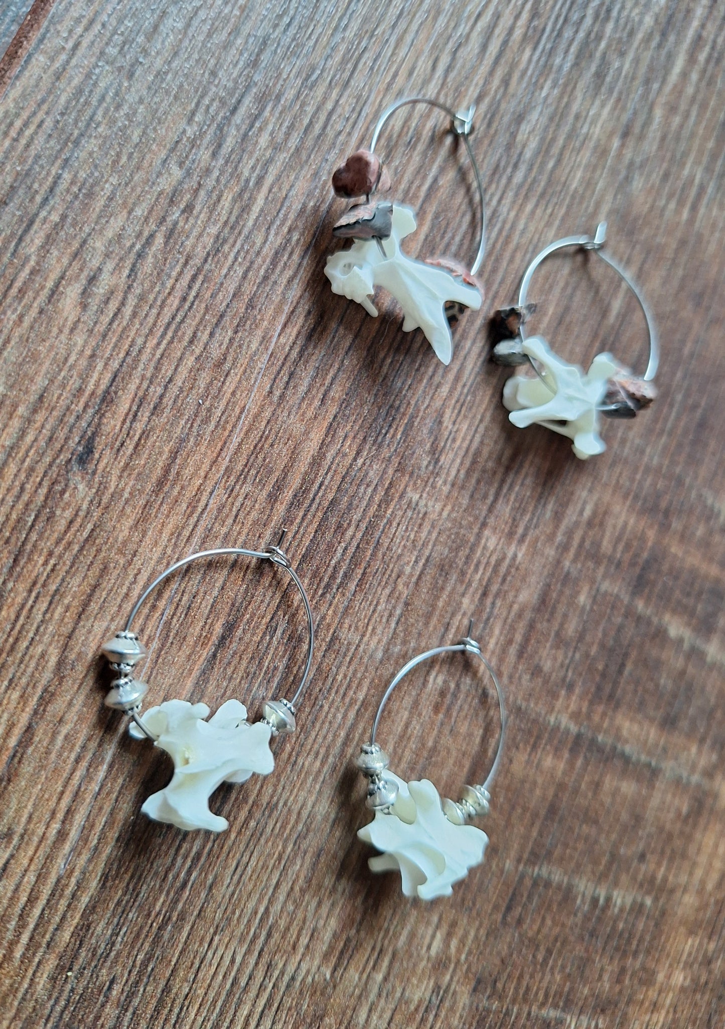 Duck vertebrae amulet earrings