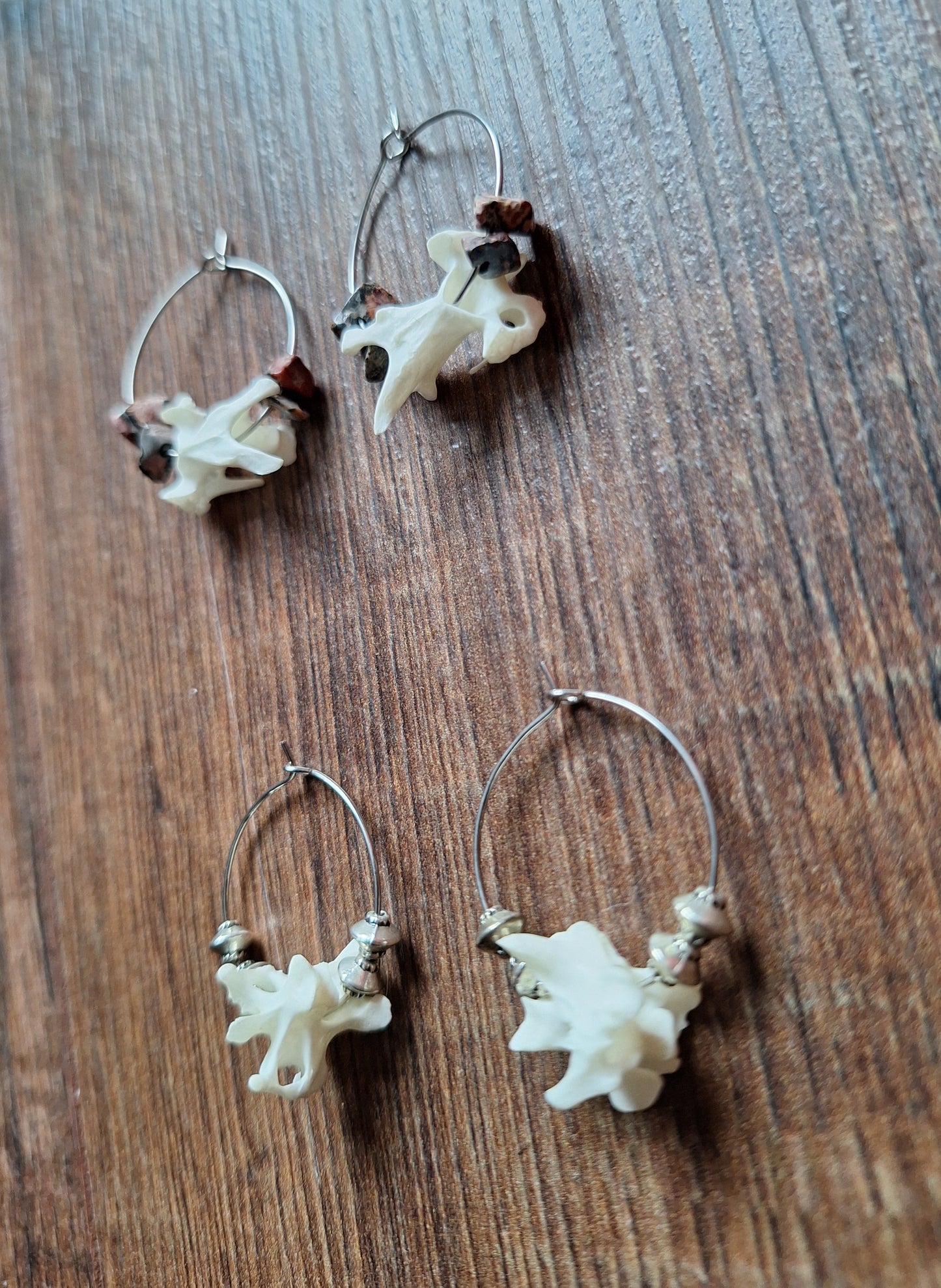 Duck vertebrae amulet earrings
