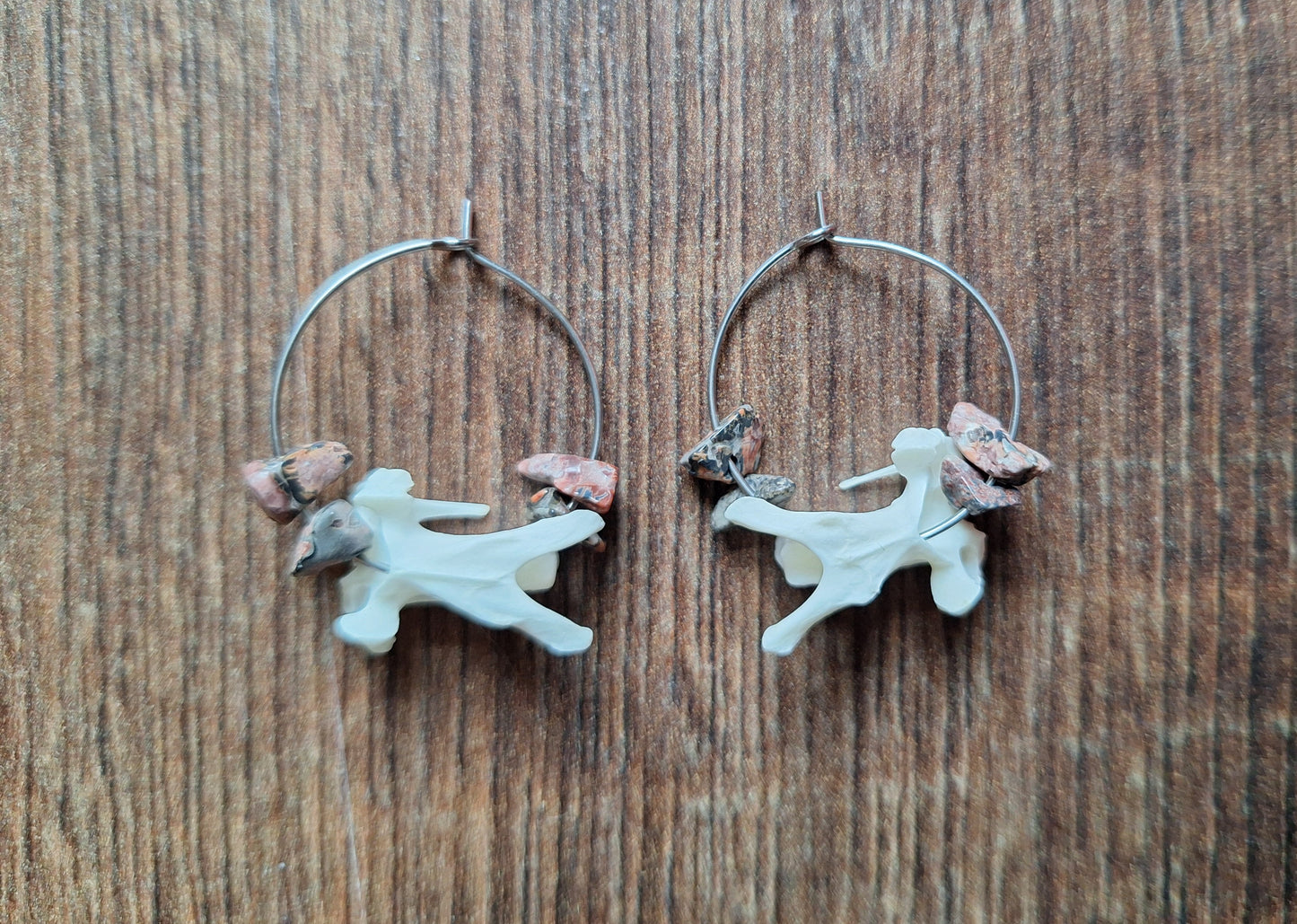 Duck vertebrae amulet earrings
