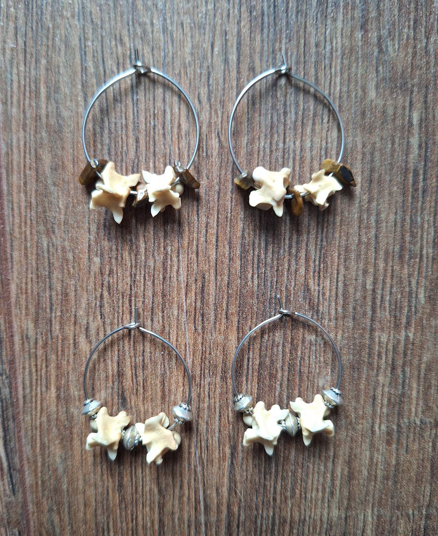 Snake vertebrae amulet earrings