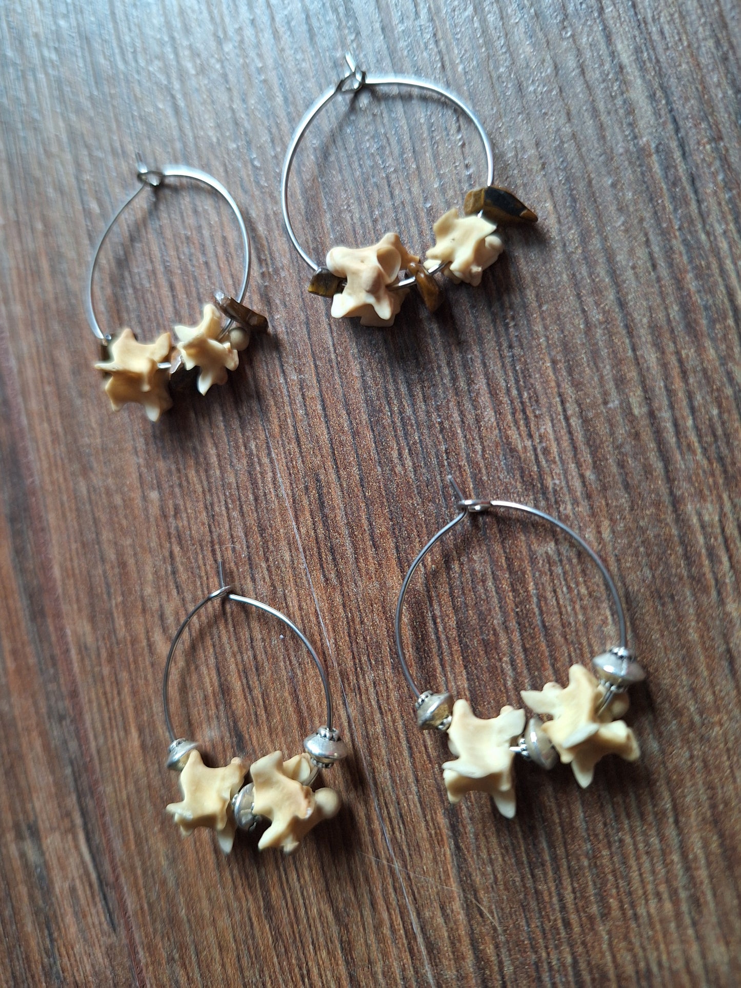 Snake vertebrae amulet earrings