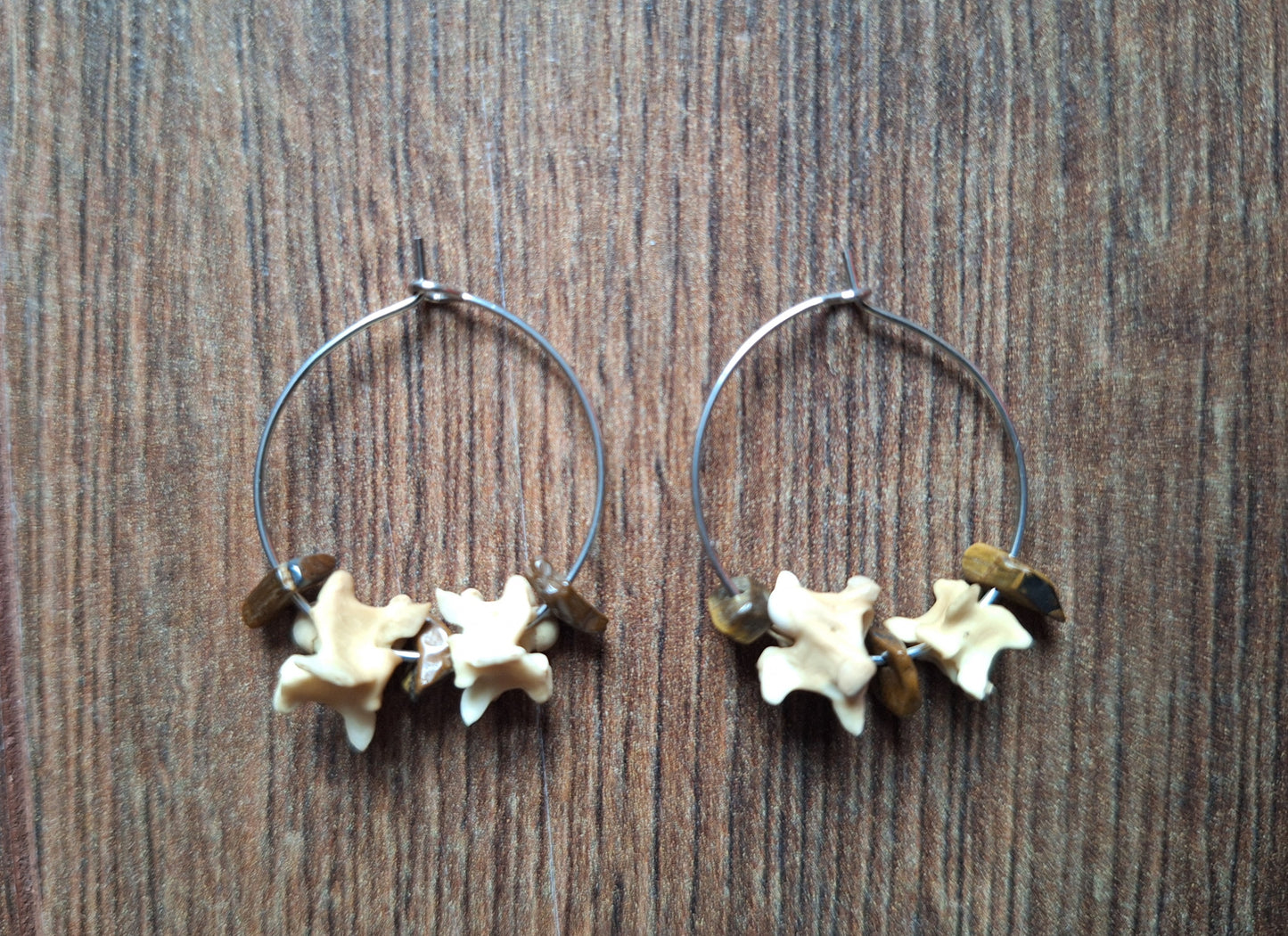 Snake vertebrae amulet earrings