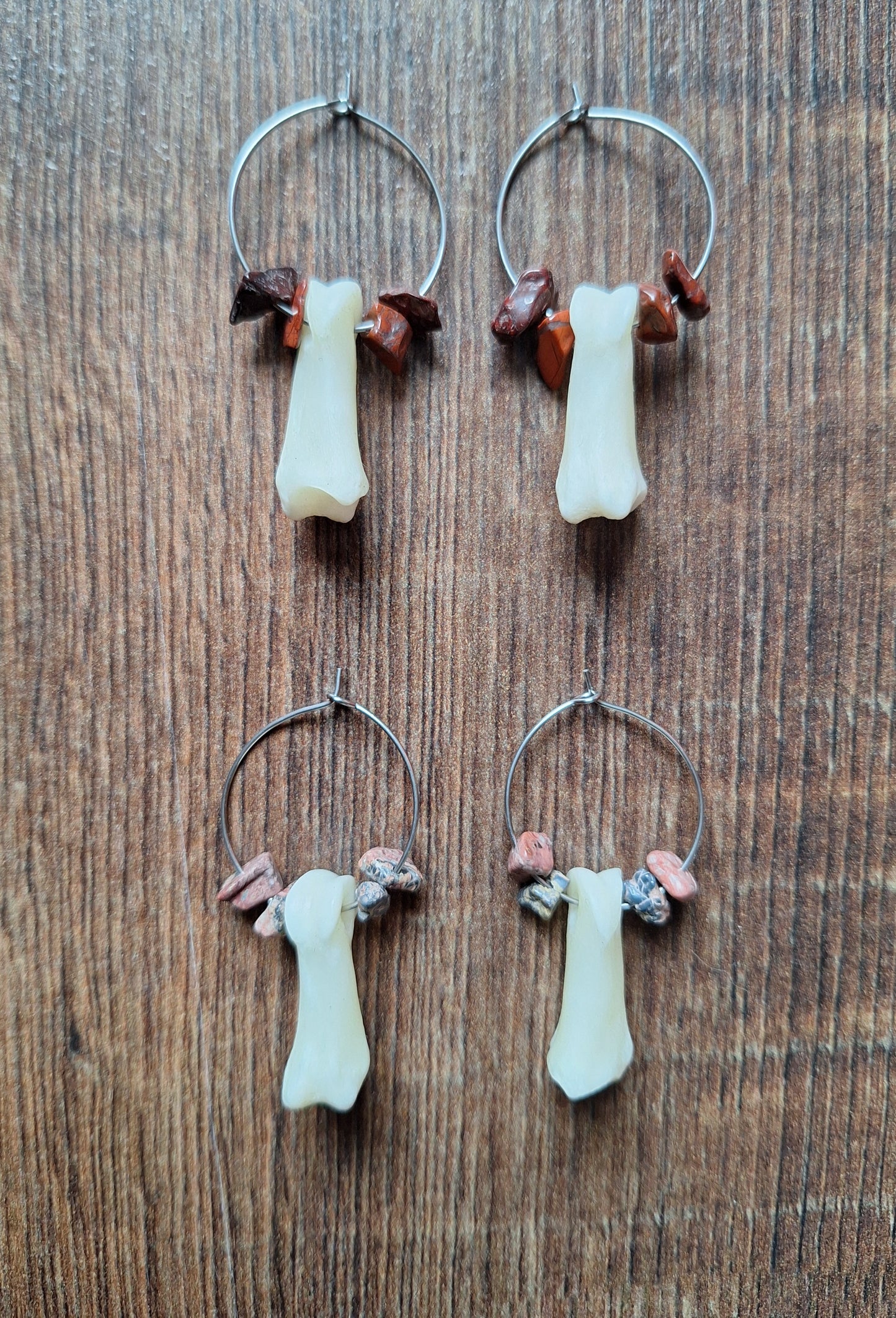 Roe deer foot bones amulet earrings