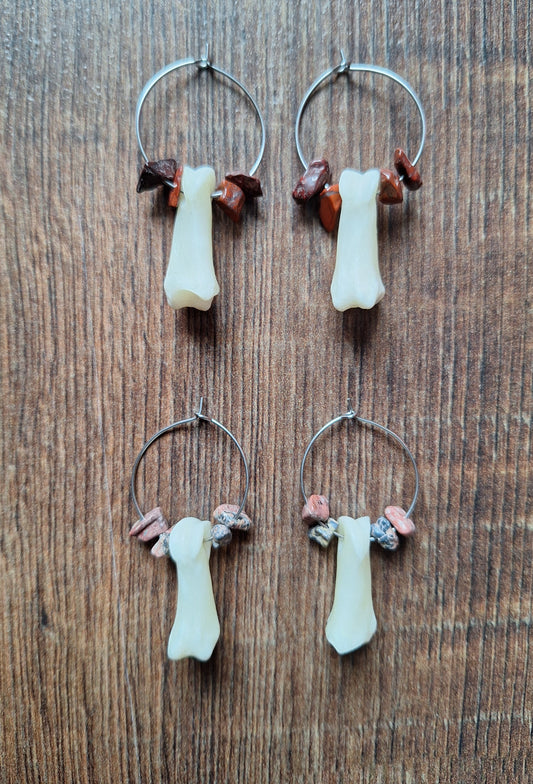 Roe deer foot bones amulet earrings