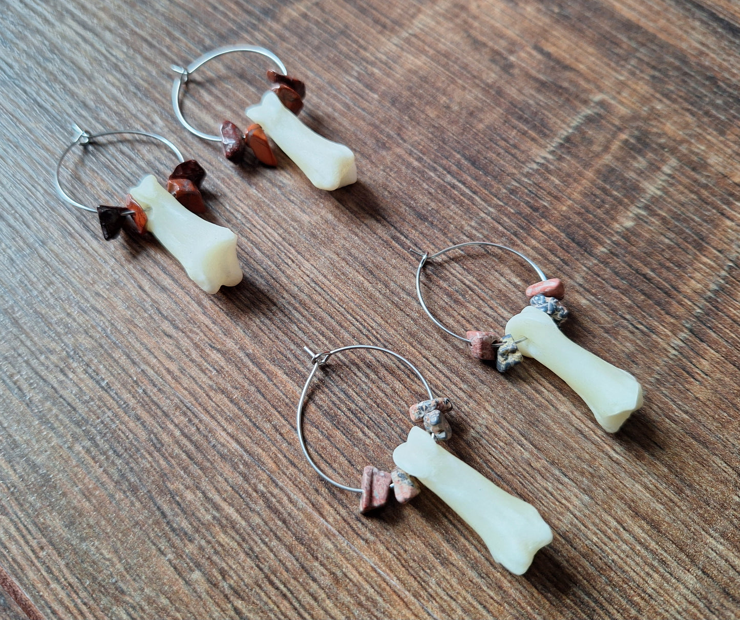 Roe deer foot bones amulet earrings