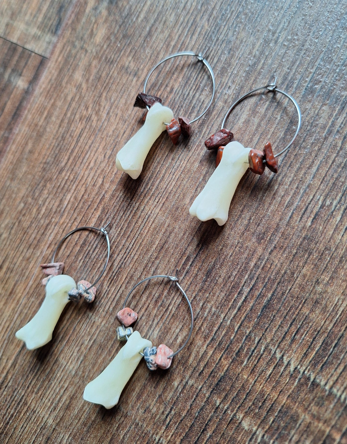 Roe deer foot bones amulet earrings
