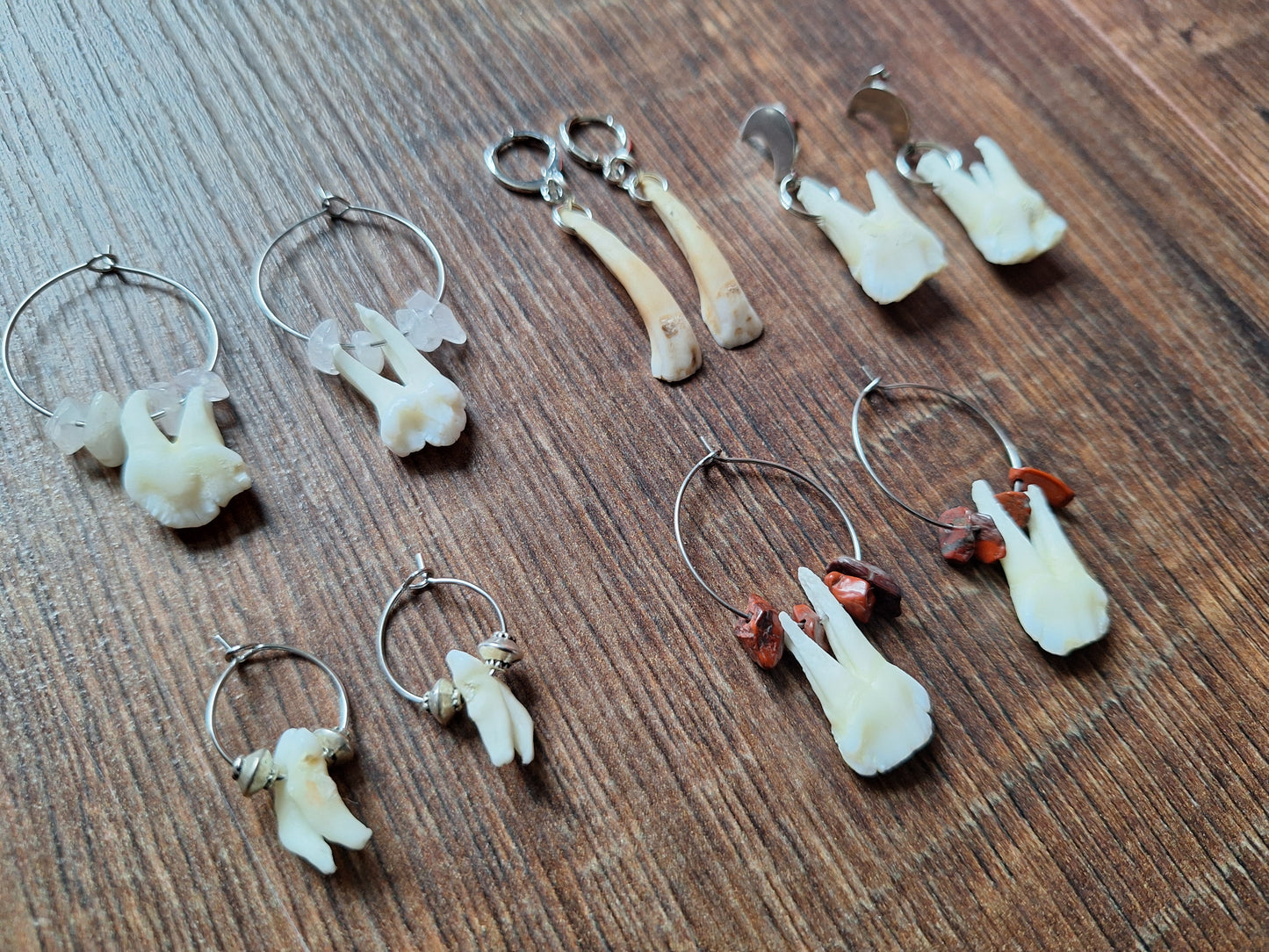 Roe deer teeth amulet earrings