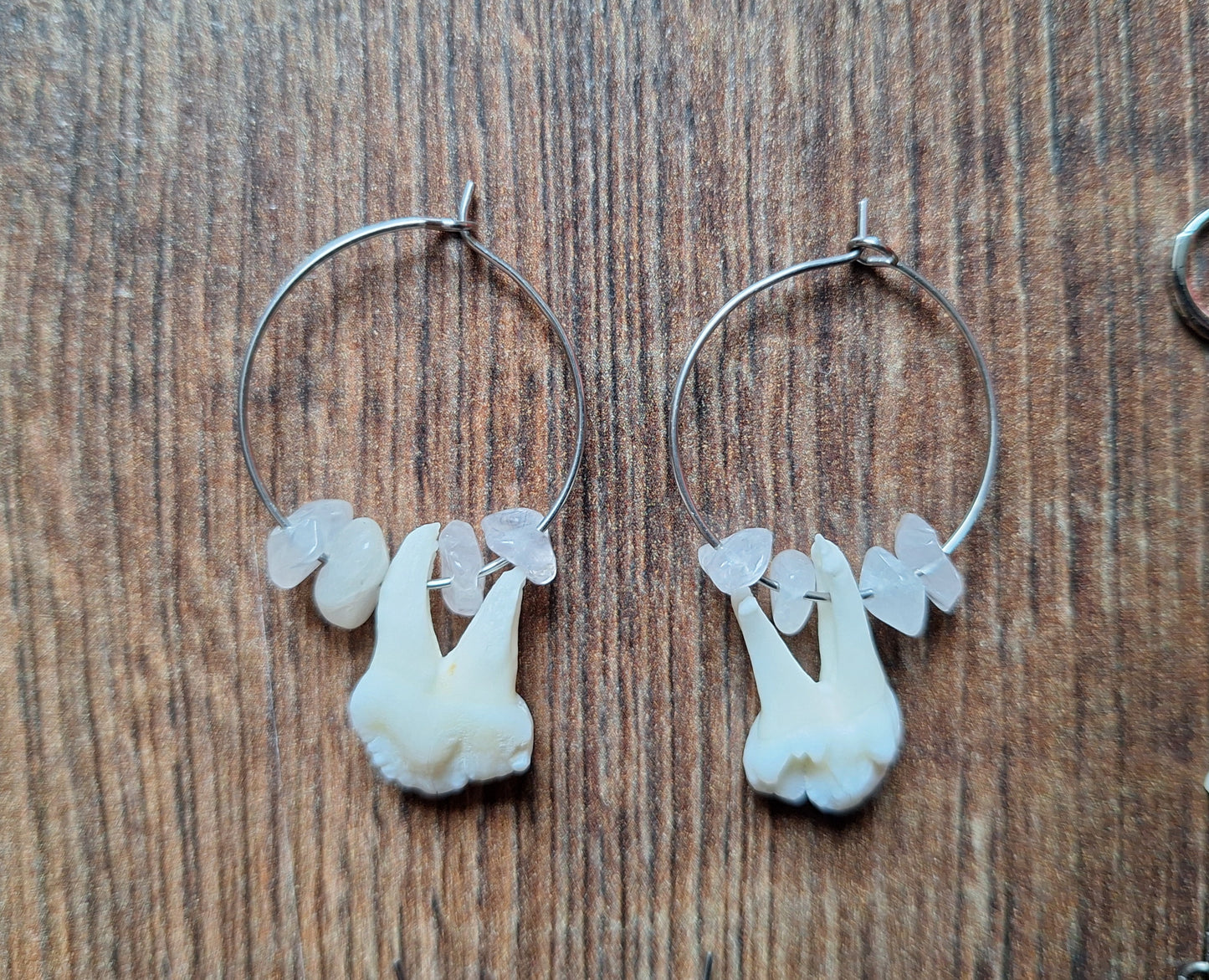 Roe deer teeth amulet earrings