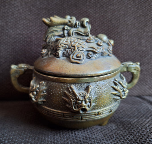 Vintage bronze incense burner Dragon