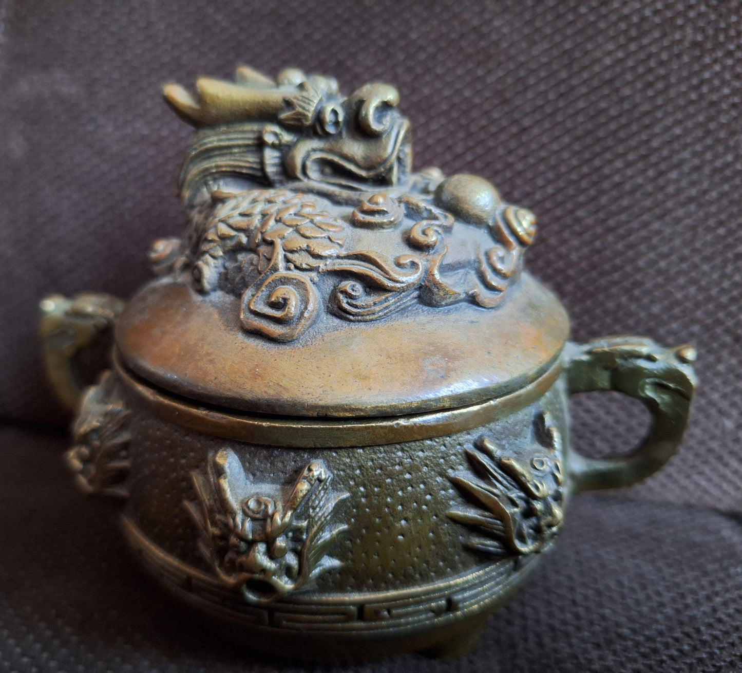 Vintage bronze incense burner Dragon