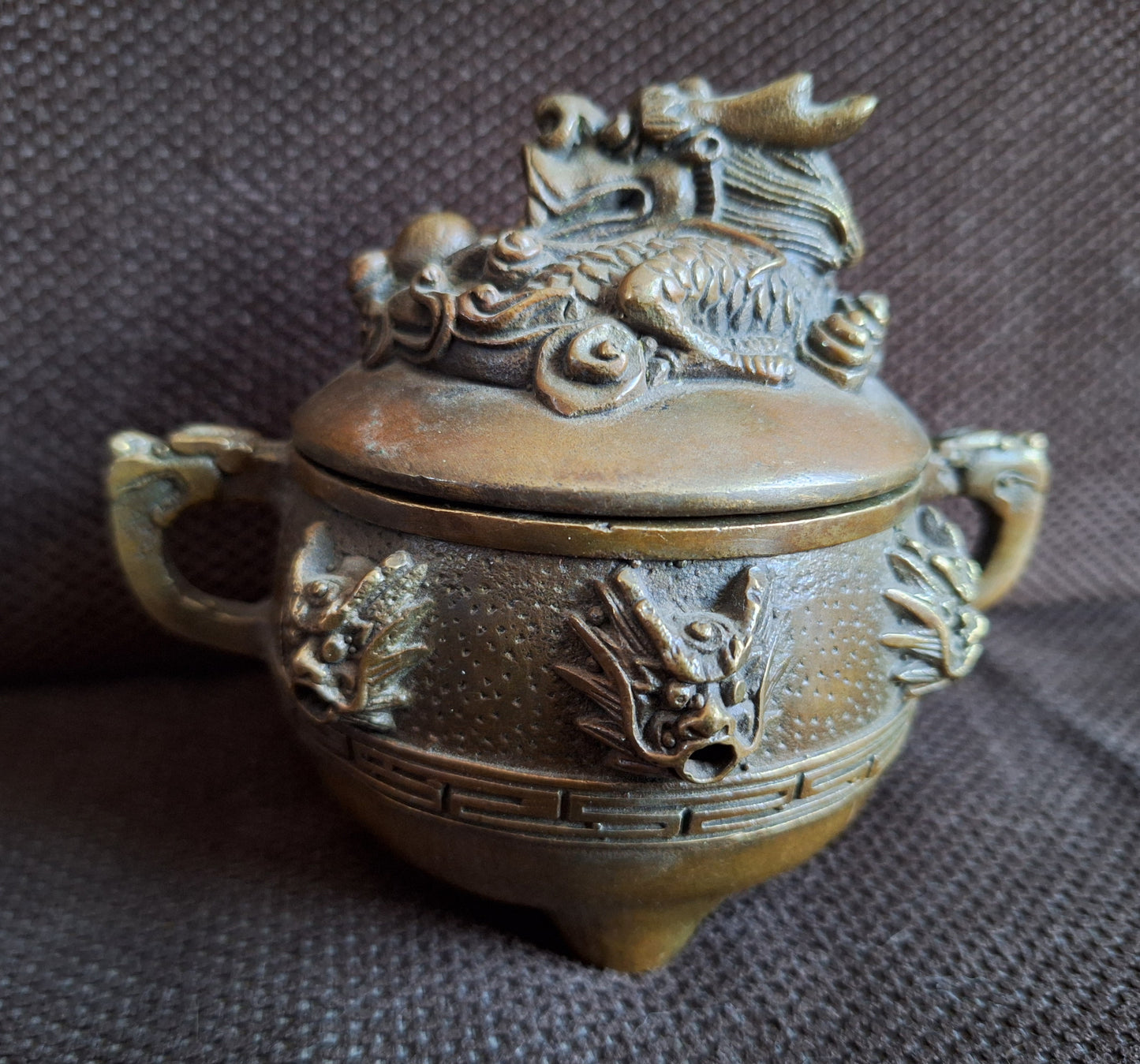 Vintage bronze incense burner Dragon