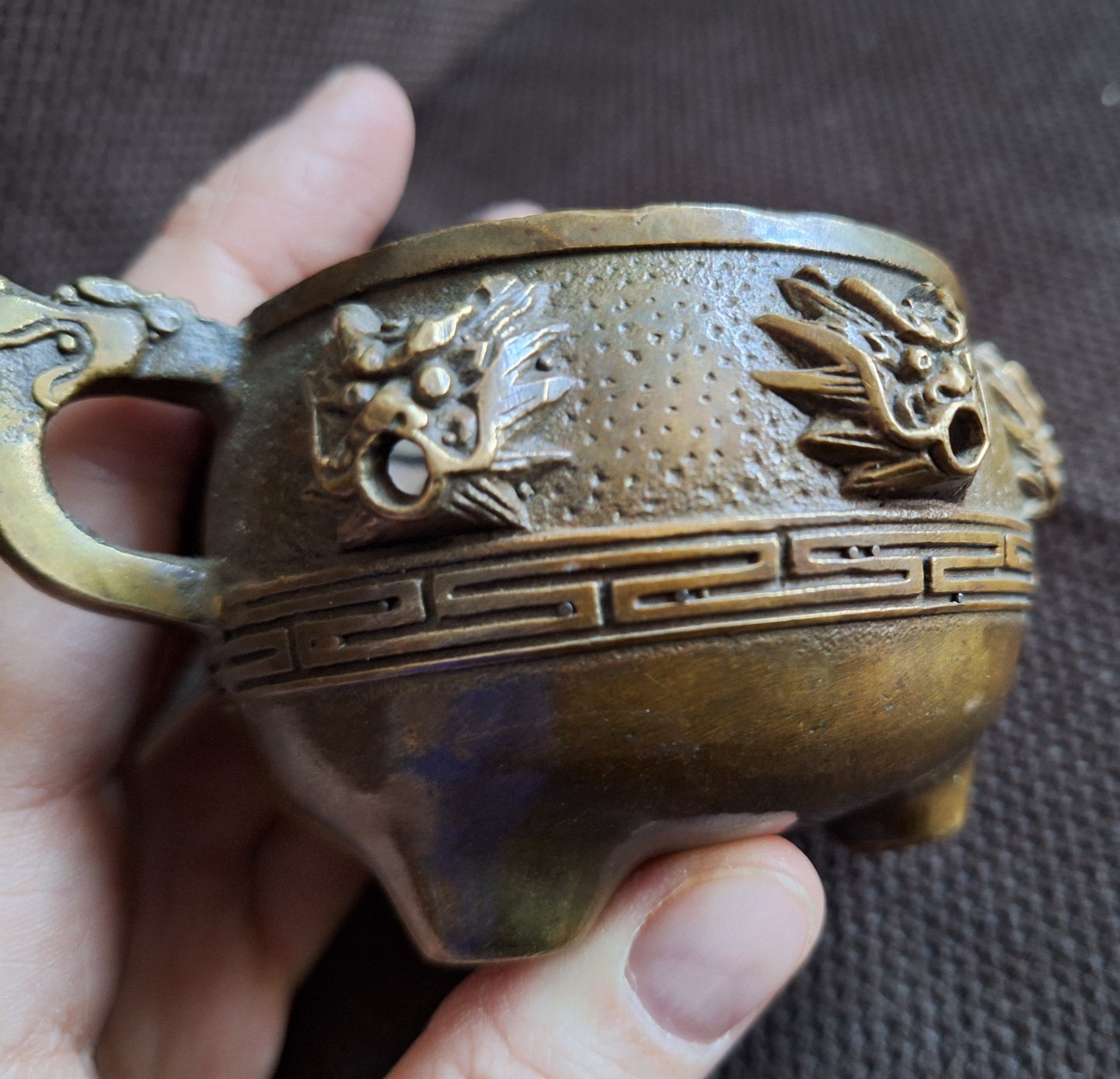 Vintage bronze incense burner Dragon