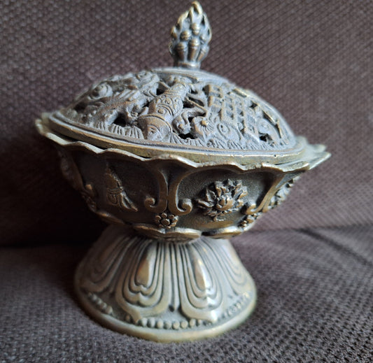 Vintage bronze incense burner Auspicious Symbols