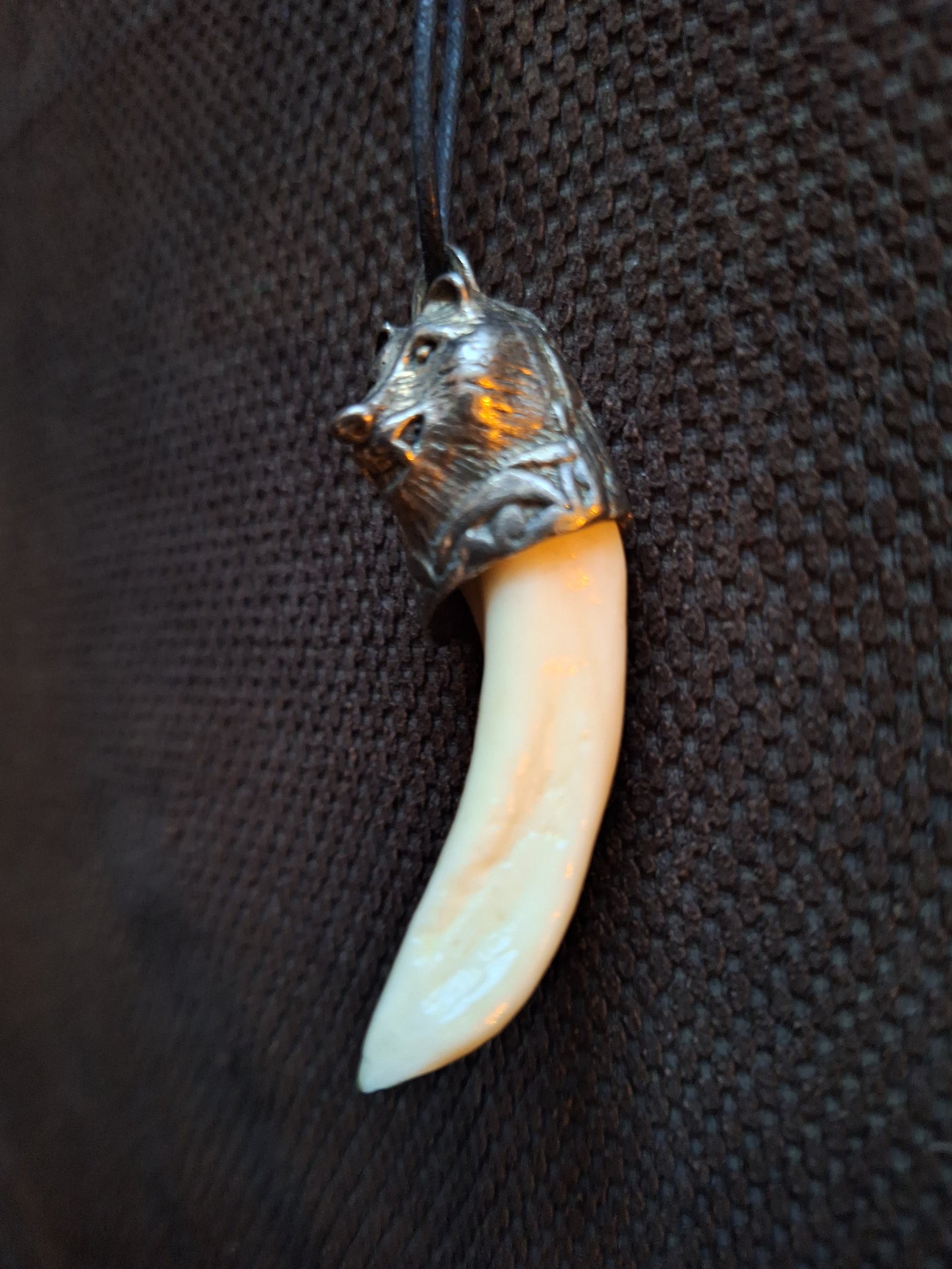 Yak tooth in Tibetan silver necklace