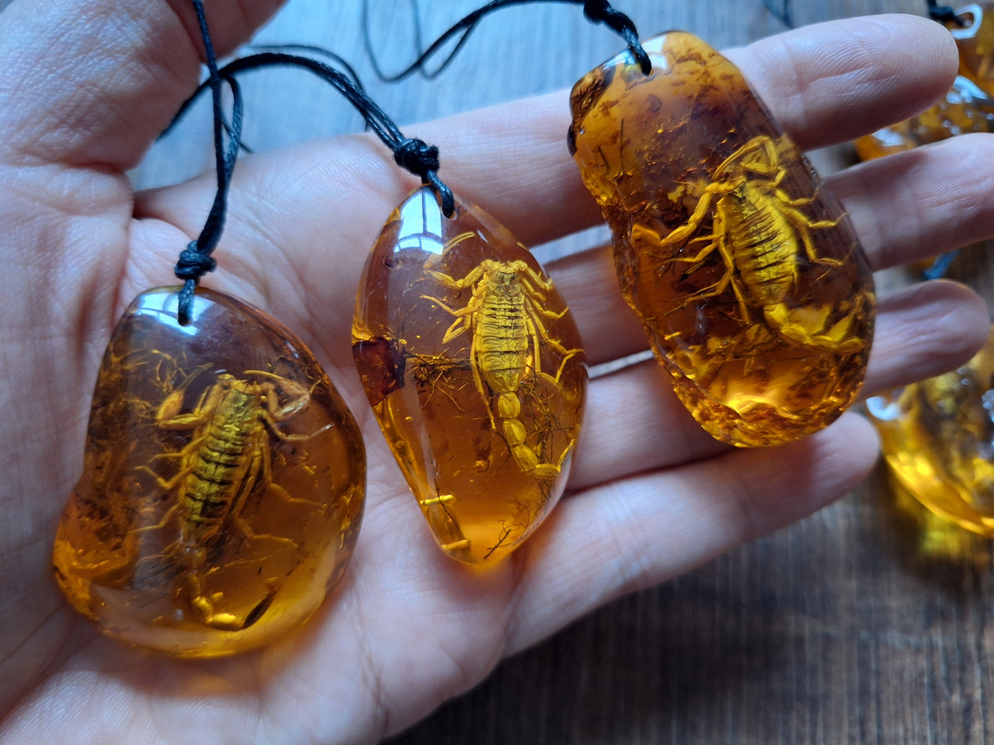 Scorpion in amber necklace