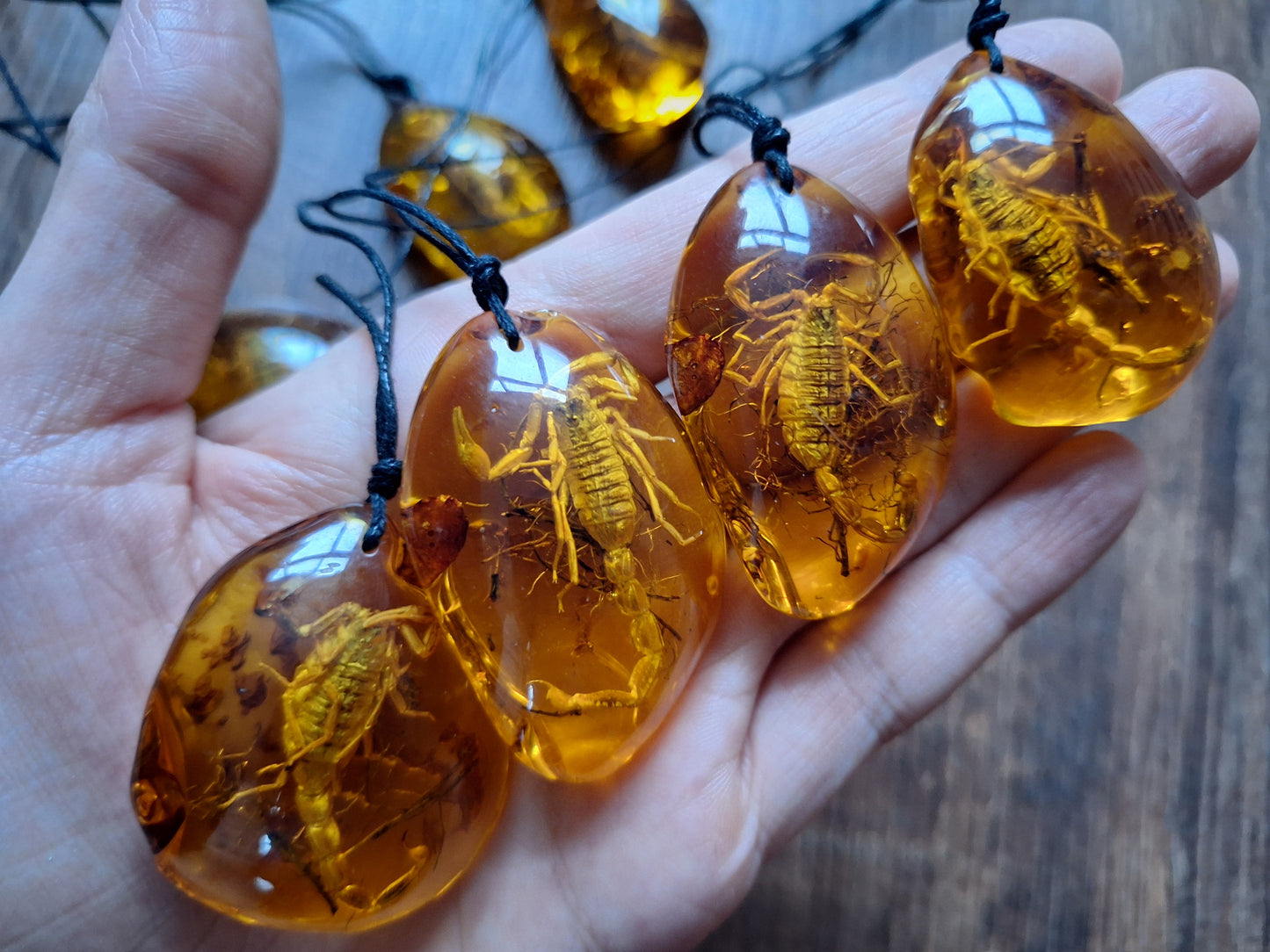 Scorpion in amber necklace