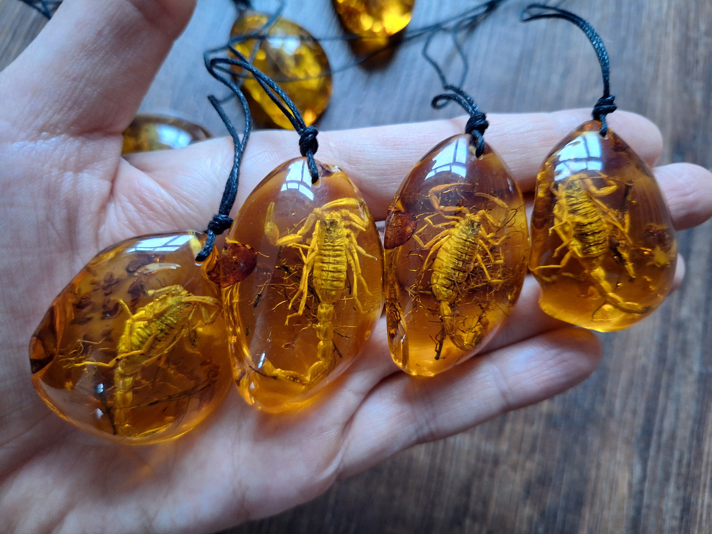 Scorpion in amber necklace