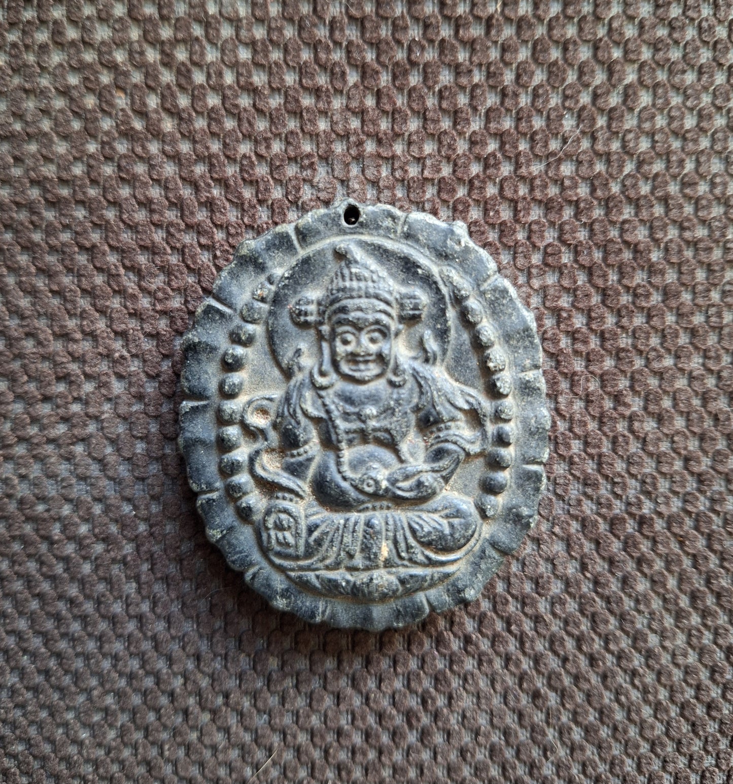 Vintage jade pendant Kubera