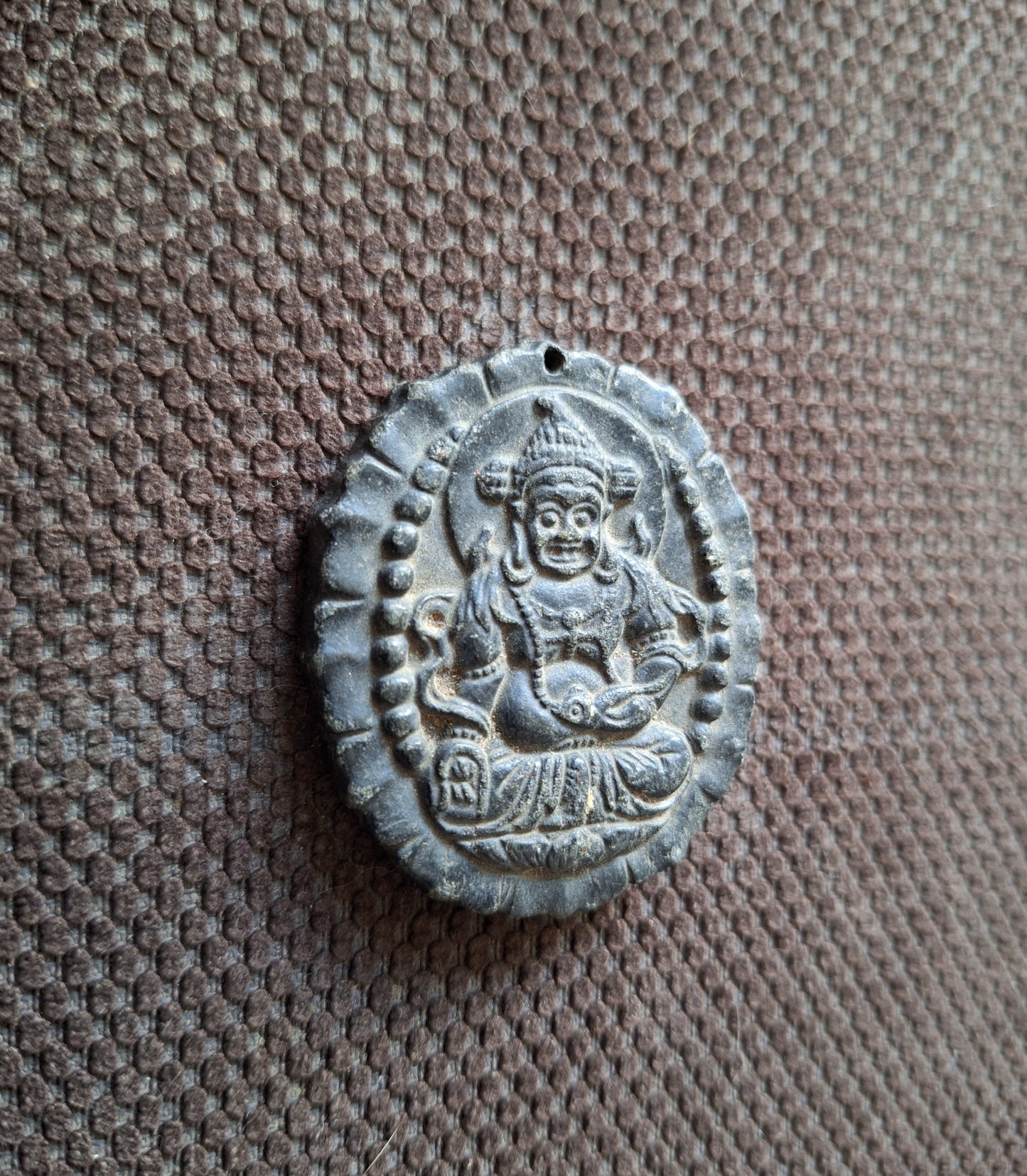 Vintage jade pendant Kubera