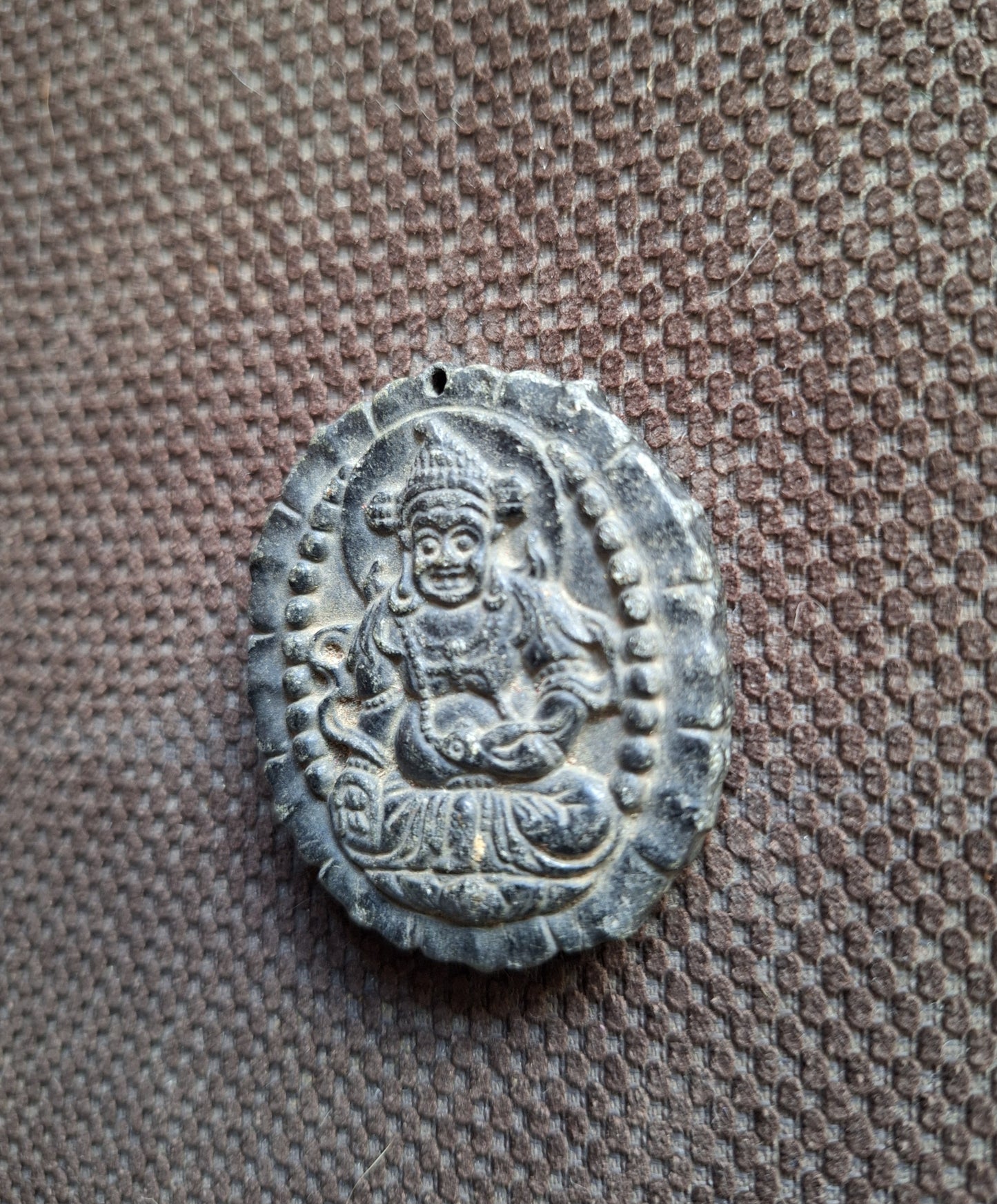 Vintage jade pendant Kubera