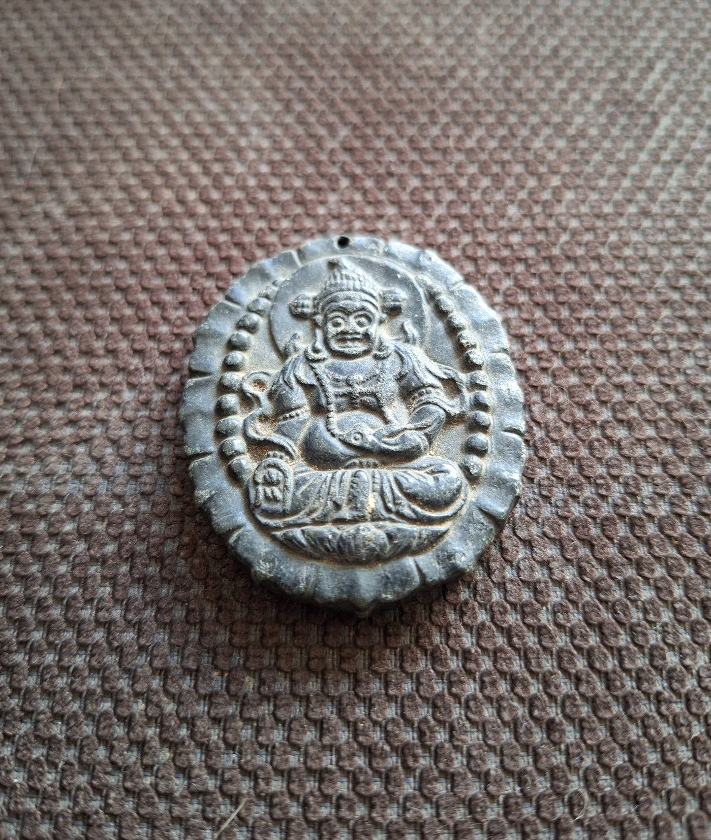 Vintage jade pendant Kubera