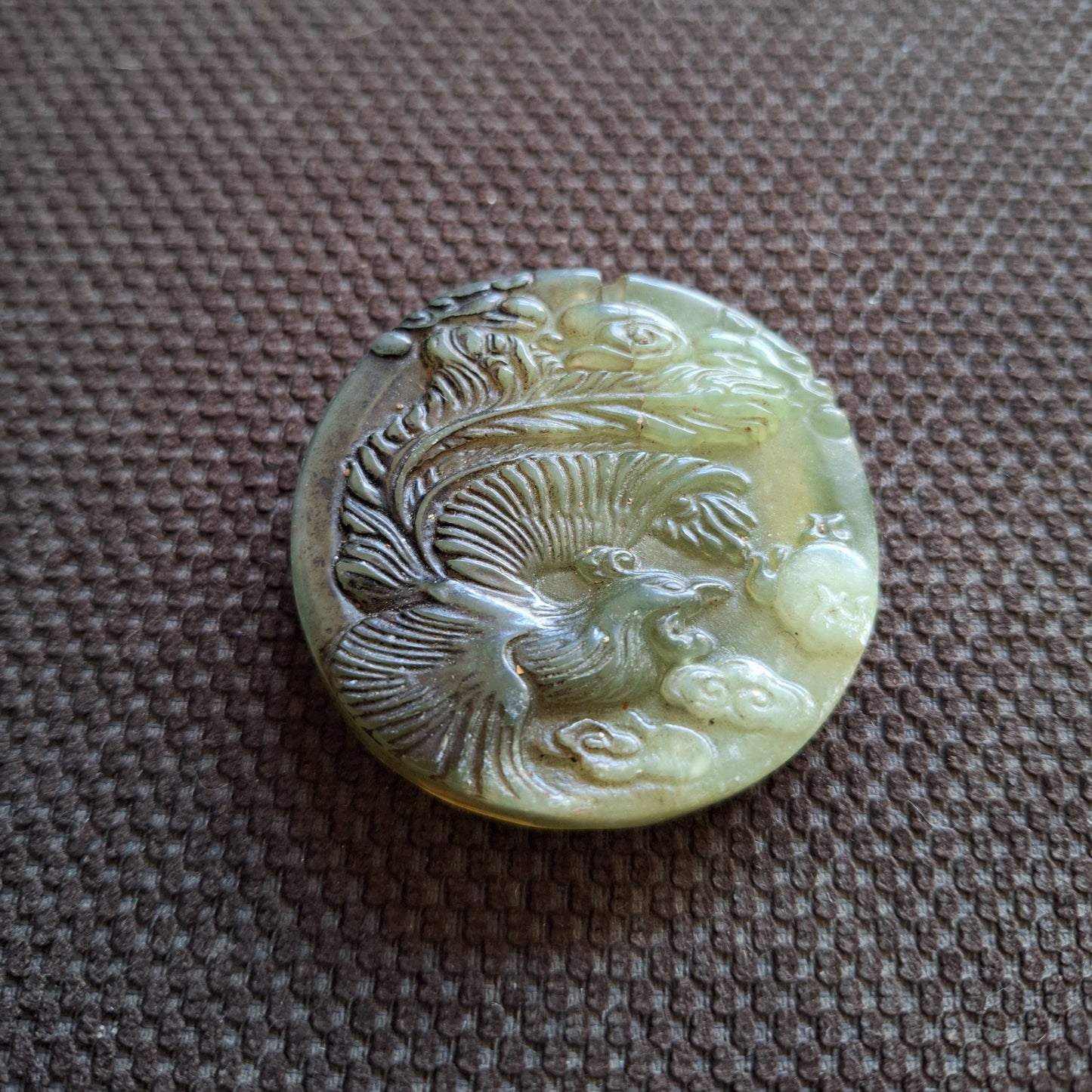 Vintage jade pendant Dragon and Phoenix, B-quality