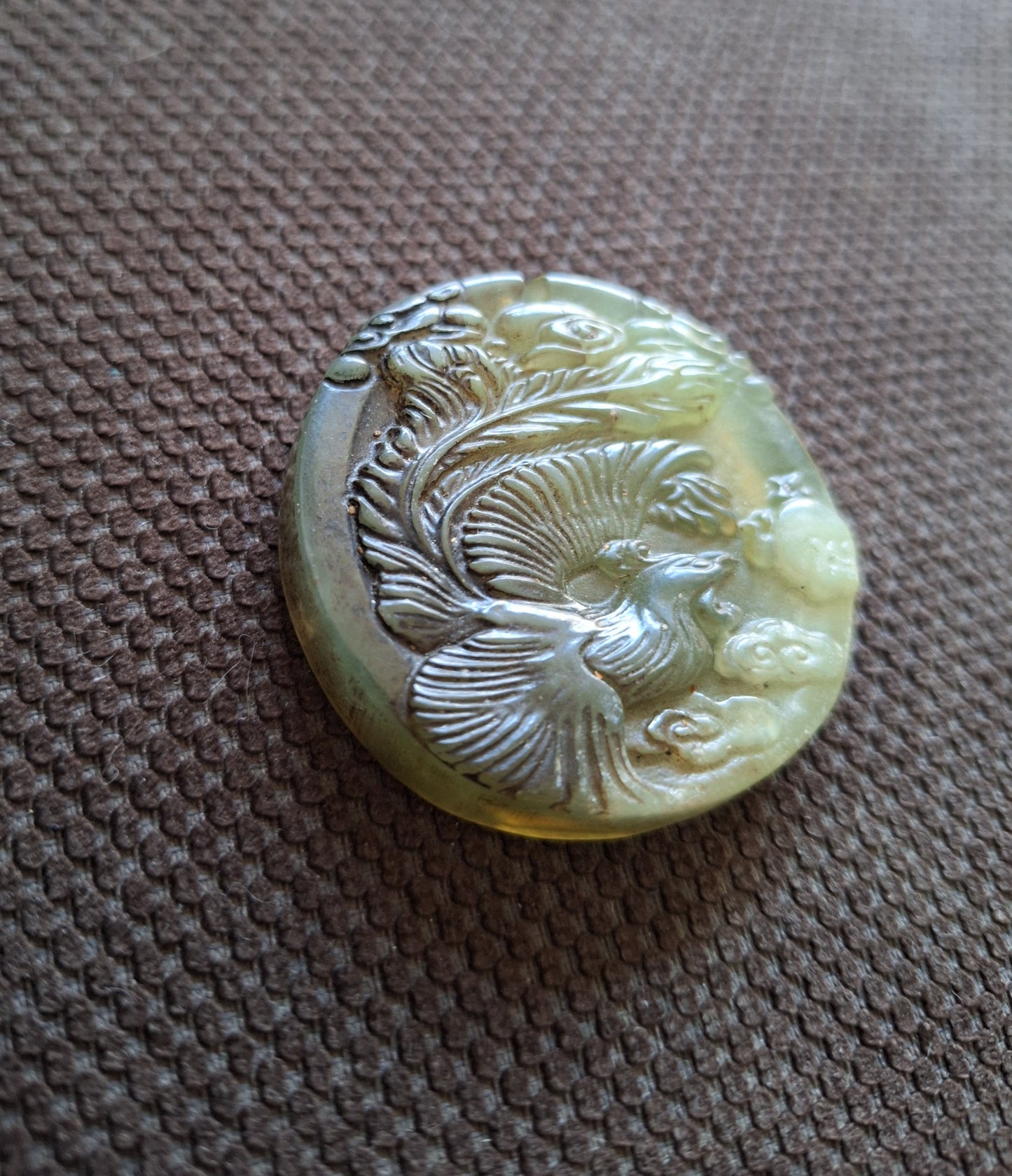Vintage jade pendant Dragon and Phoenix, B-quality