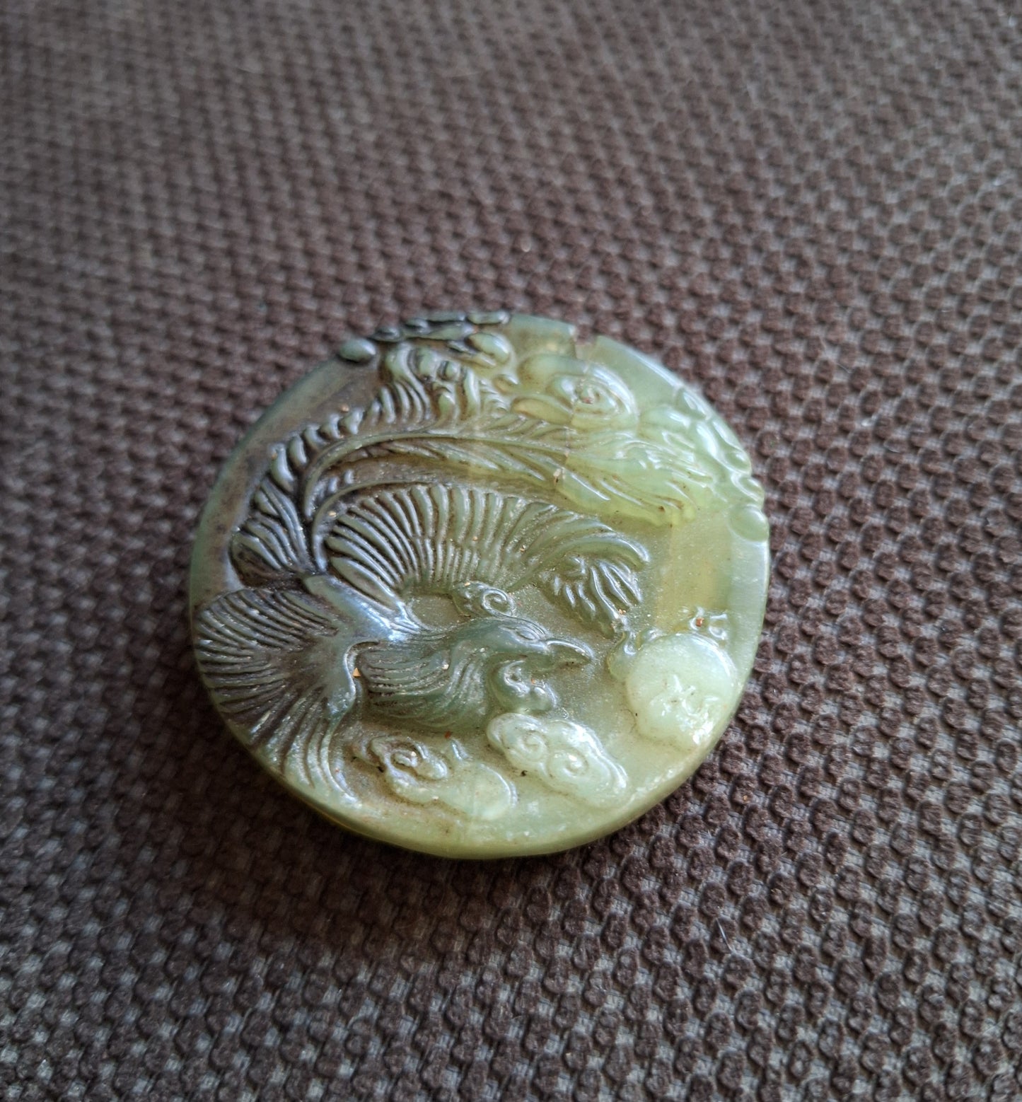 Vintage jade pendant Dragon and Phoenix, B-quality