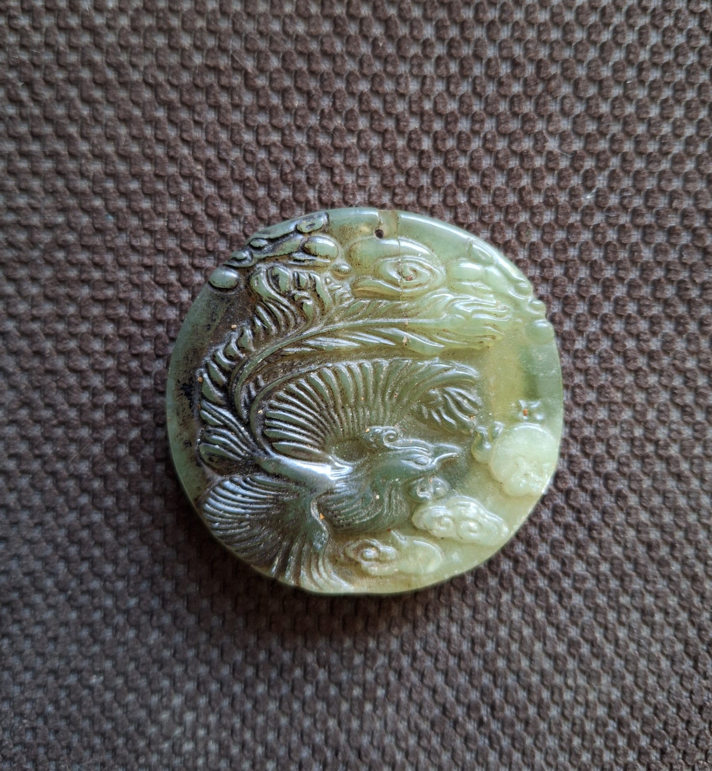 Vintage jade pendant Dragon and Phoenix, B-quality
