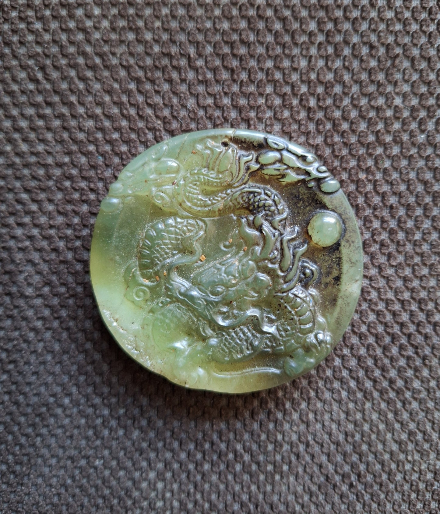 Vintage jade pendant Dragon and Phoenix, B-quality