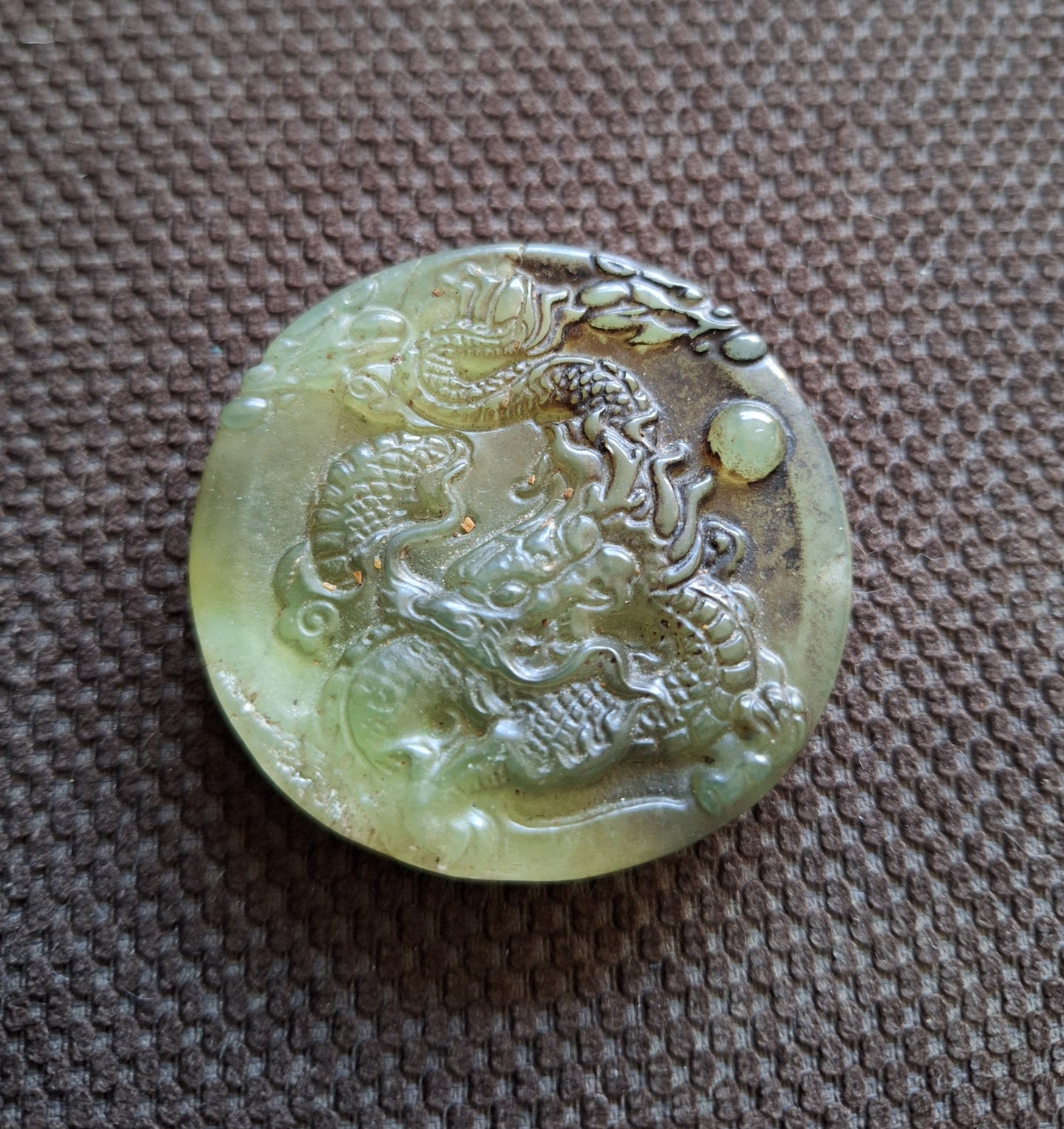 Vintage jade pendant Dragon and Phoenix, B-quality