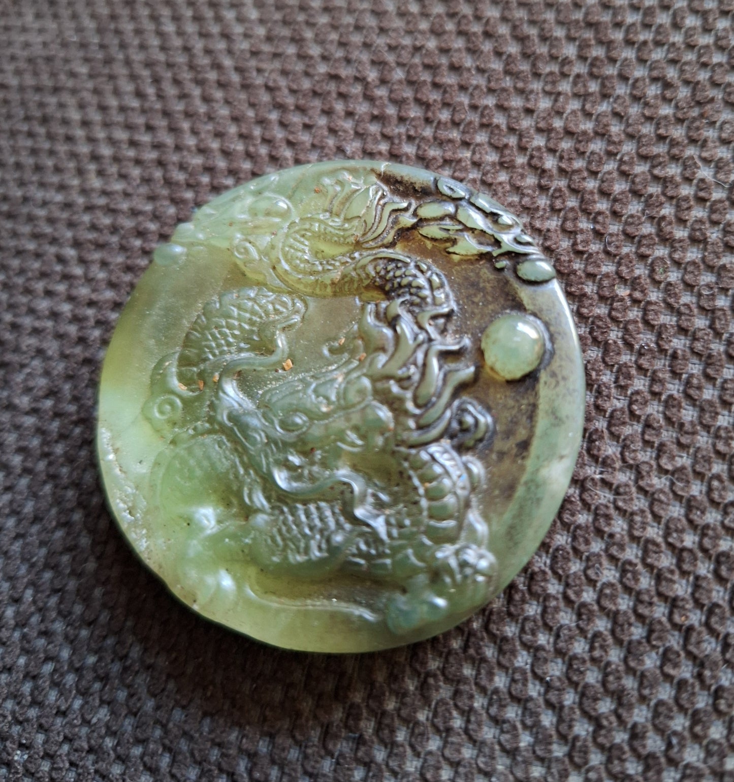 Vintage jade pendant Dragon and Phoenix, B-quality