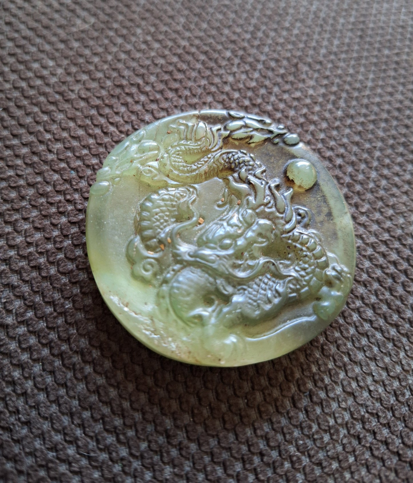 Vintage jade pendant Dragon and Phoenix, B-quality