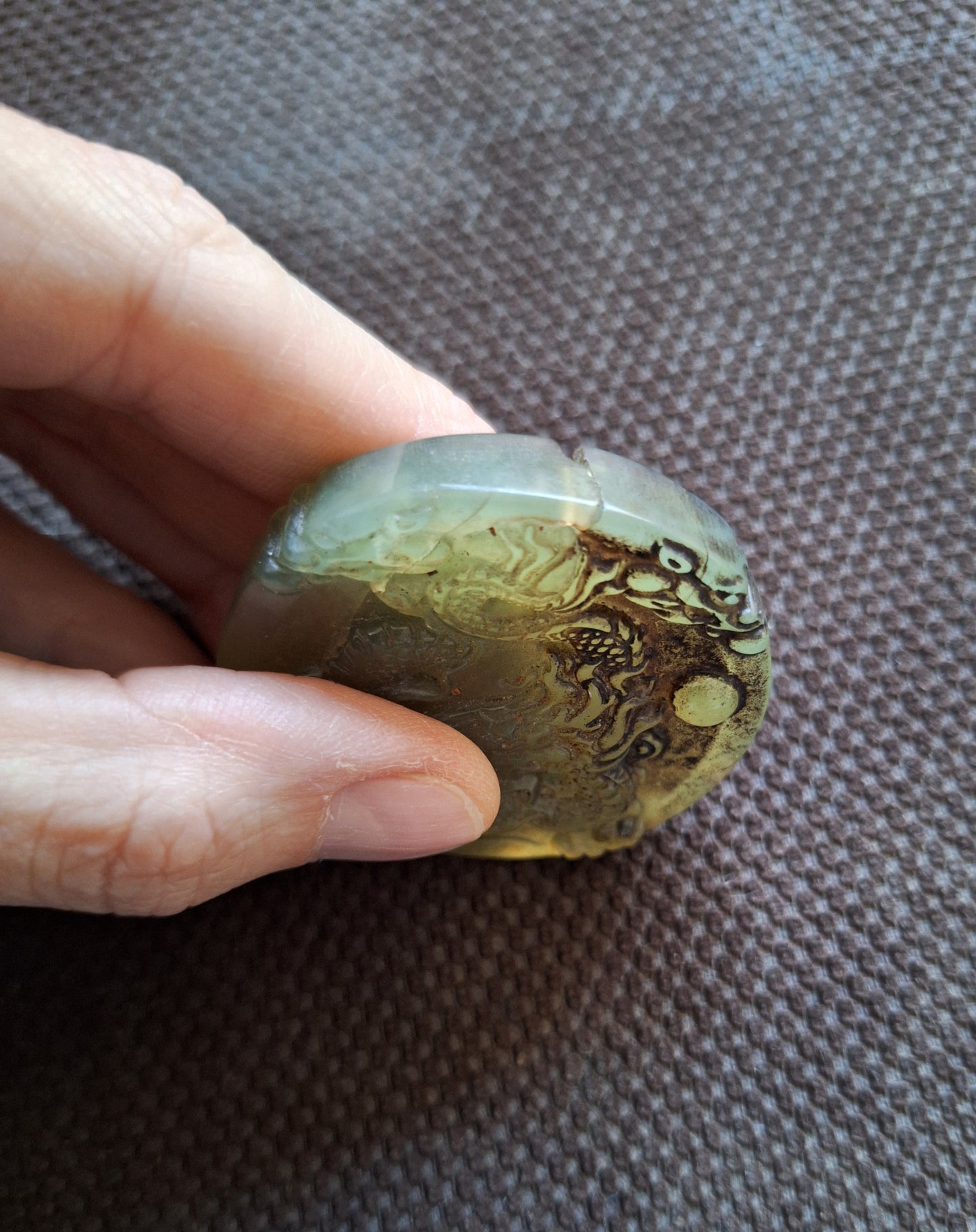 Vintage jade pendant Dragon and Phoenix, B-quality