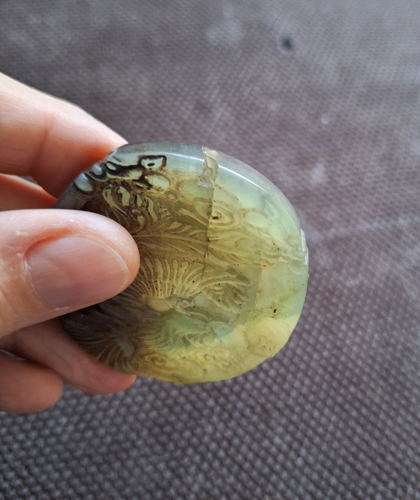 Vintage jade pendant Dragon and Phoenix, B-quality