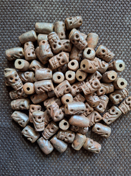 Old Tibetan iron skull beads, set of 10