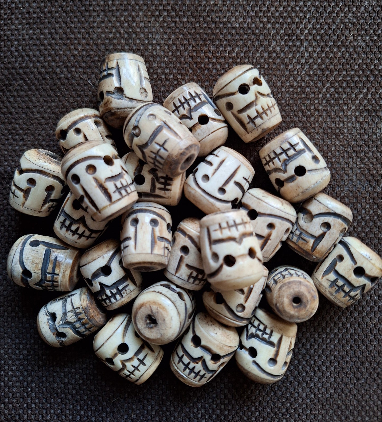 Yak bone skull beads