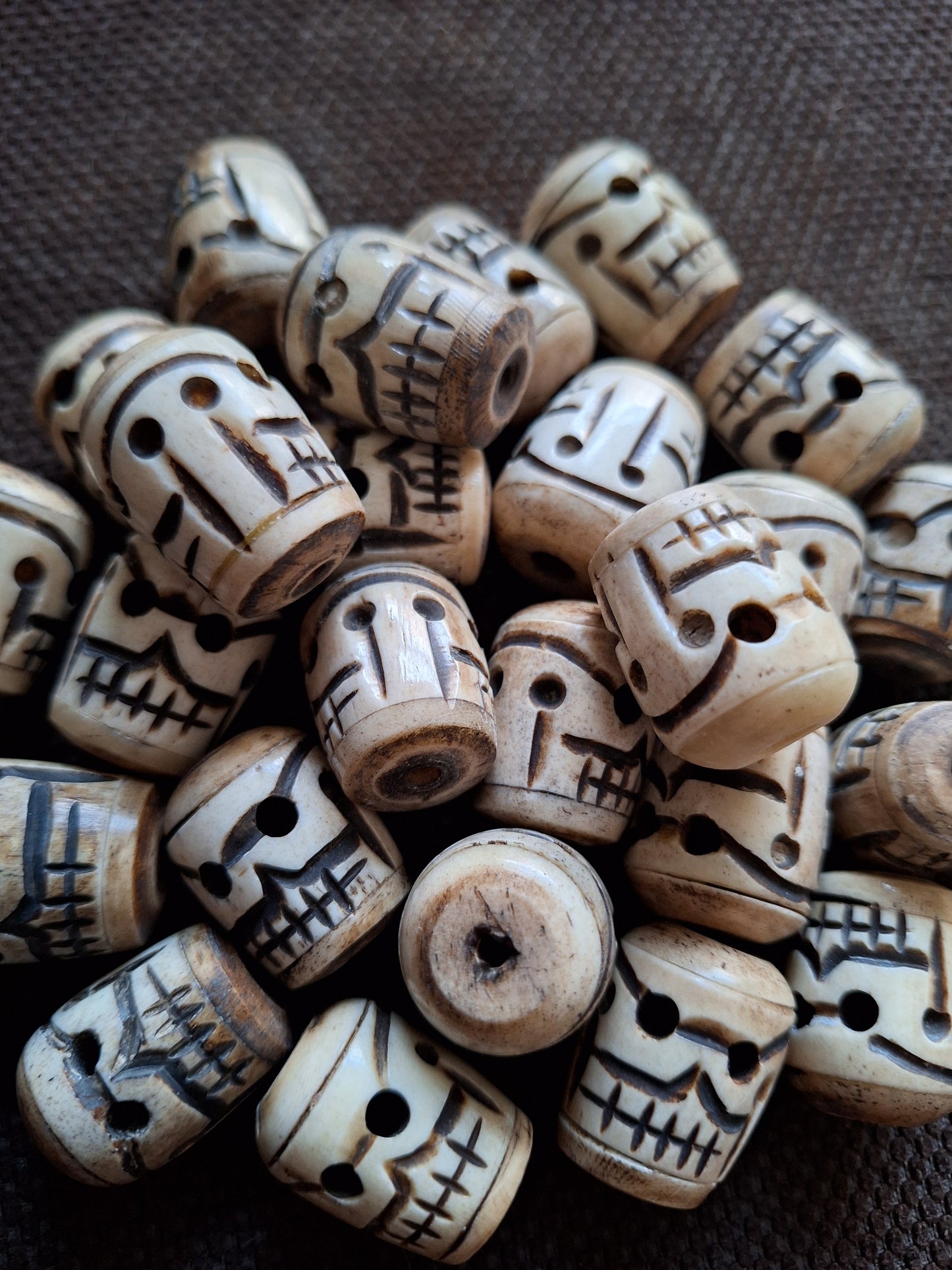 Yak bone skull beads